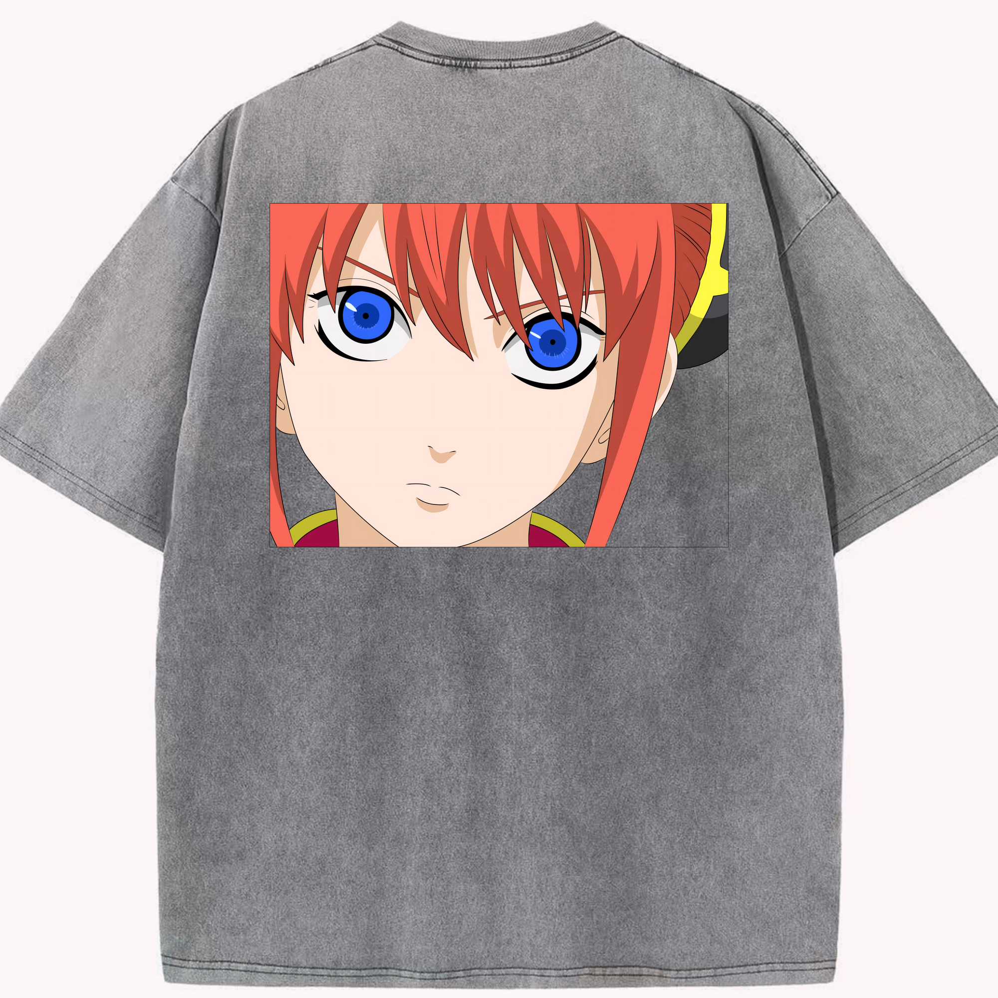 （画像用） ぎんたま 坂田銀時（さかたぎんとき） 神楽 志村新八（しむら しんぱち） GINTAMA Sakata Gintoki Kagura Shimura Shinpachi 綿100% ヴィンテージ風 半袖Tシャツ（背面プリント）