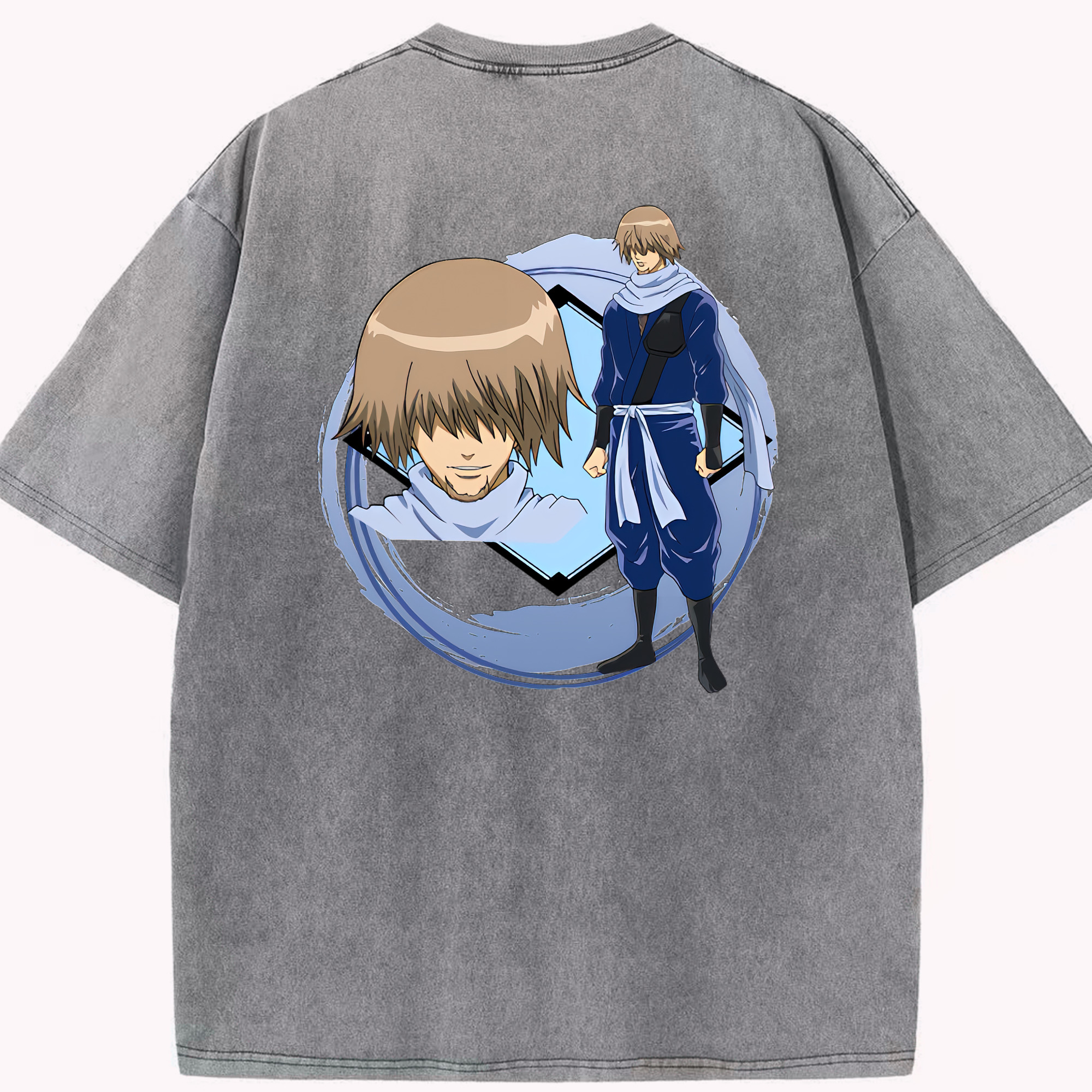（画像用） ぎんたま 坂田銀時（さかたぎんとき） 神楽 志村新八（しむら しんぱち） GINTAMA Sakata Gintoki Kagura Shimura Shinpachi 綿100% ヴィンテージ風 半袖Tシャツ（背面プリント）
