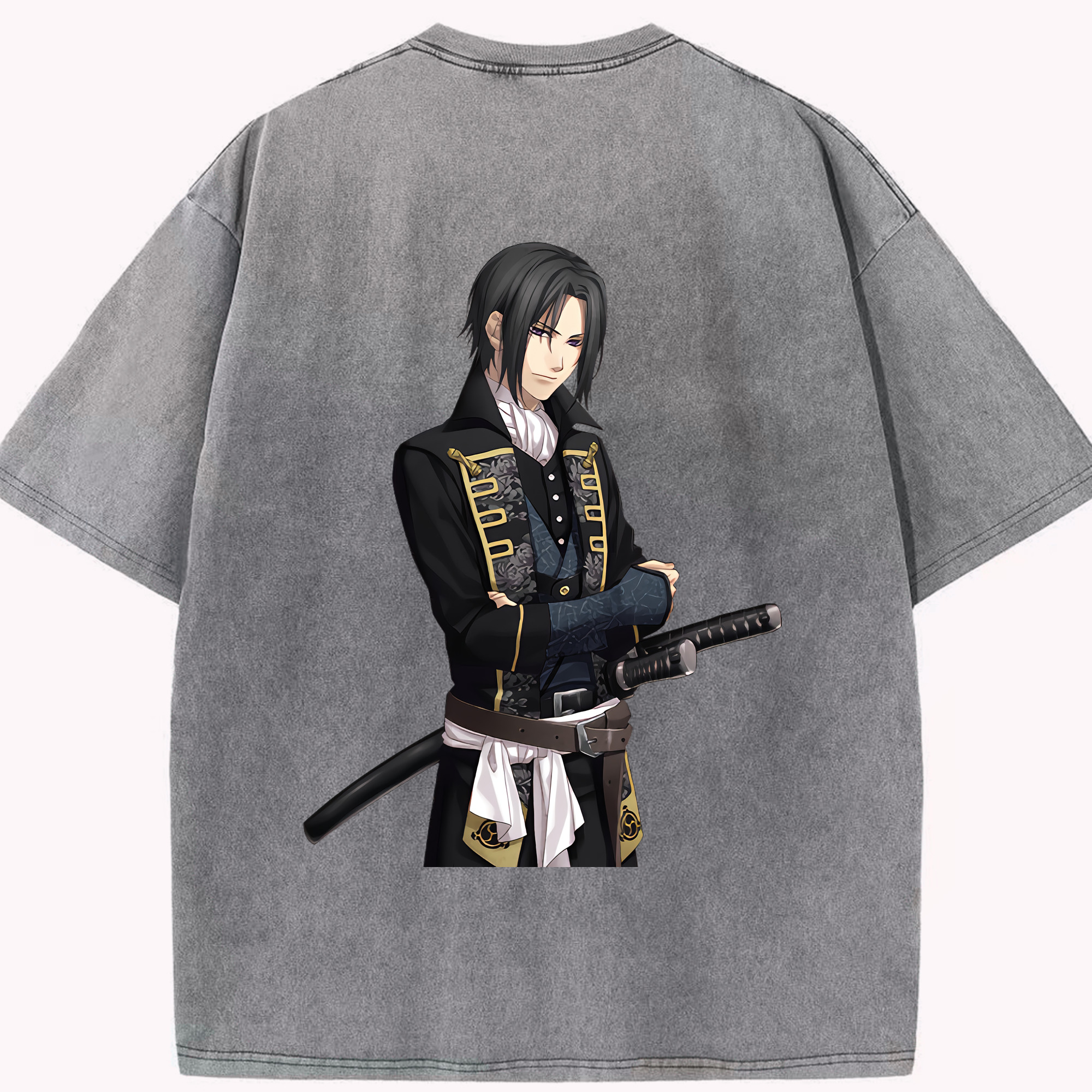 （画像用） ぎんたま 坂田銀時（さかたぎんとき） 神楽 志村新八（しむら しんぱち） GINTAMA Sakata Gintoki Kagura Shimura Shinpachi 綿100% ヴィンテージ風 半袖Tシャツ（背面プリント）