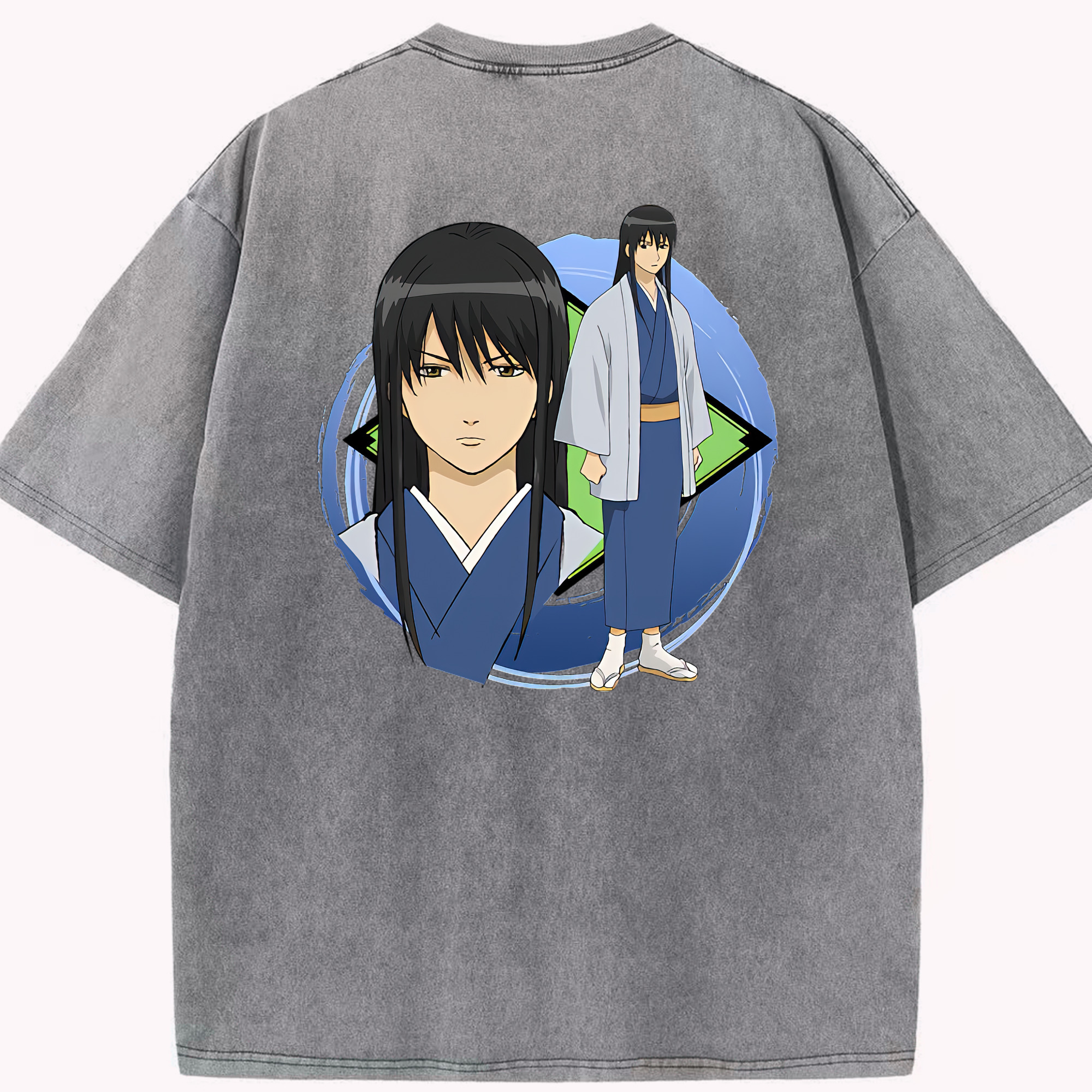 （画像用） ぎんたま 坂田銀時（さかたぎんとき） 神楽 志村新八（しむら しんぱち） GINTAMA Sakata Gintoki Kagura Shimura Shinpachi 綿100% ヴィンテージ風 半袖Tシャツ（背面プリント）