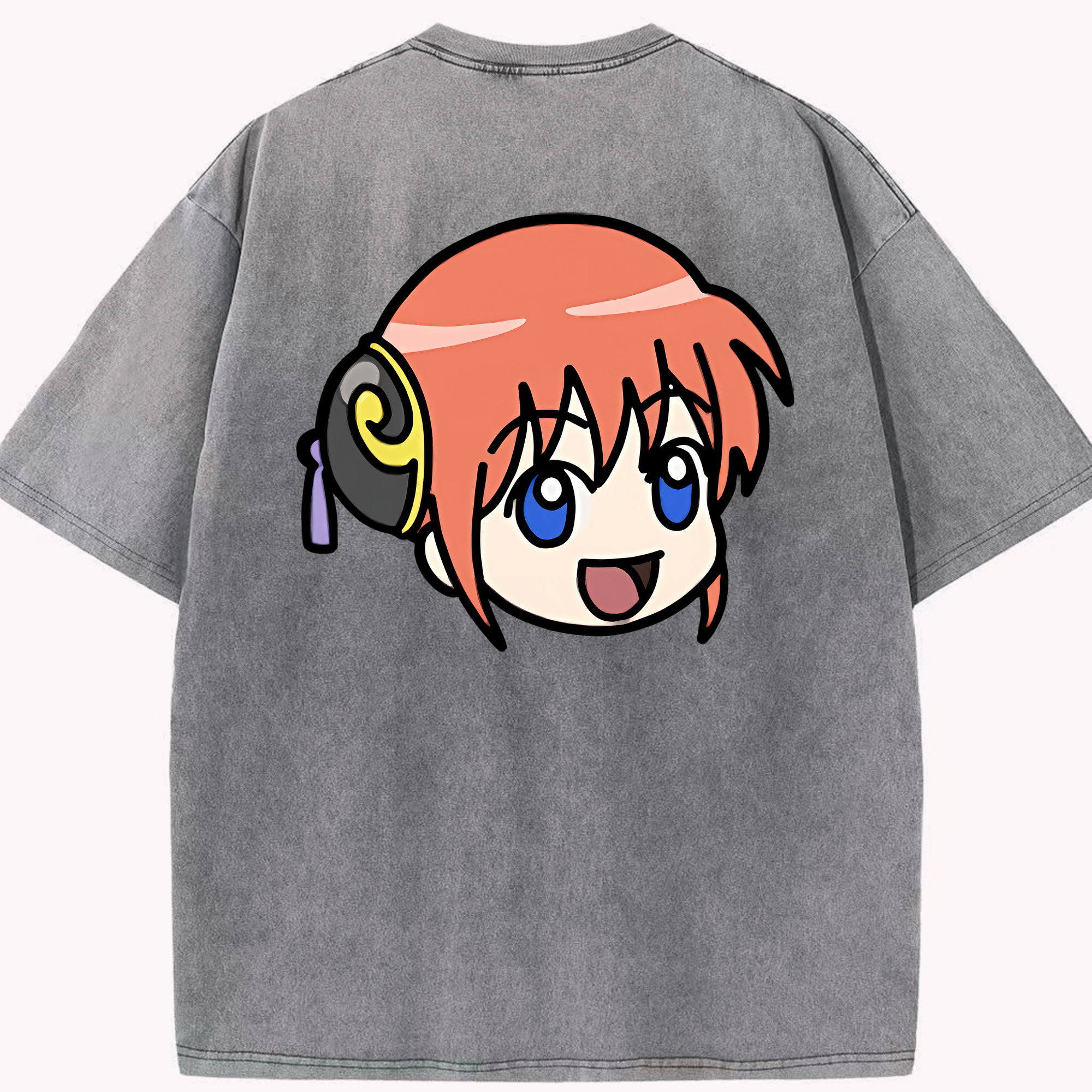 （画像用） ぎんたま 坂田銀時（さかたぎんとき） 神楽 志村新八（しむら しんぱち） GINTAMA Sakata Gintoki Kagura Shimura Shinpachi 綿100% ヴィンテージ風 半袖Tシャツ（背面プリント）