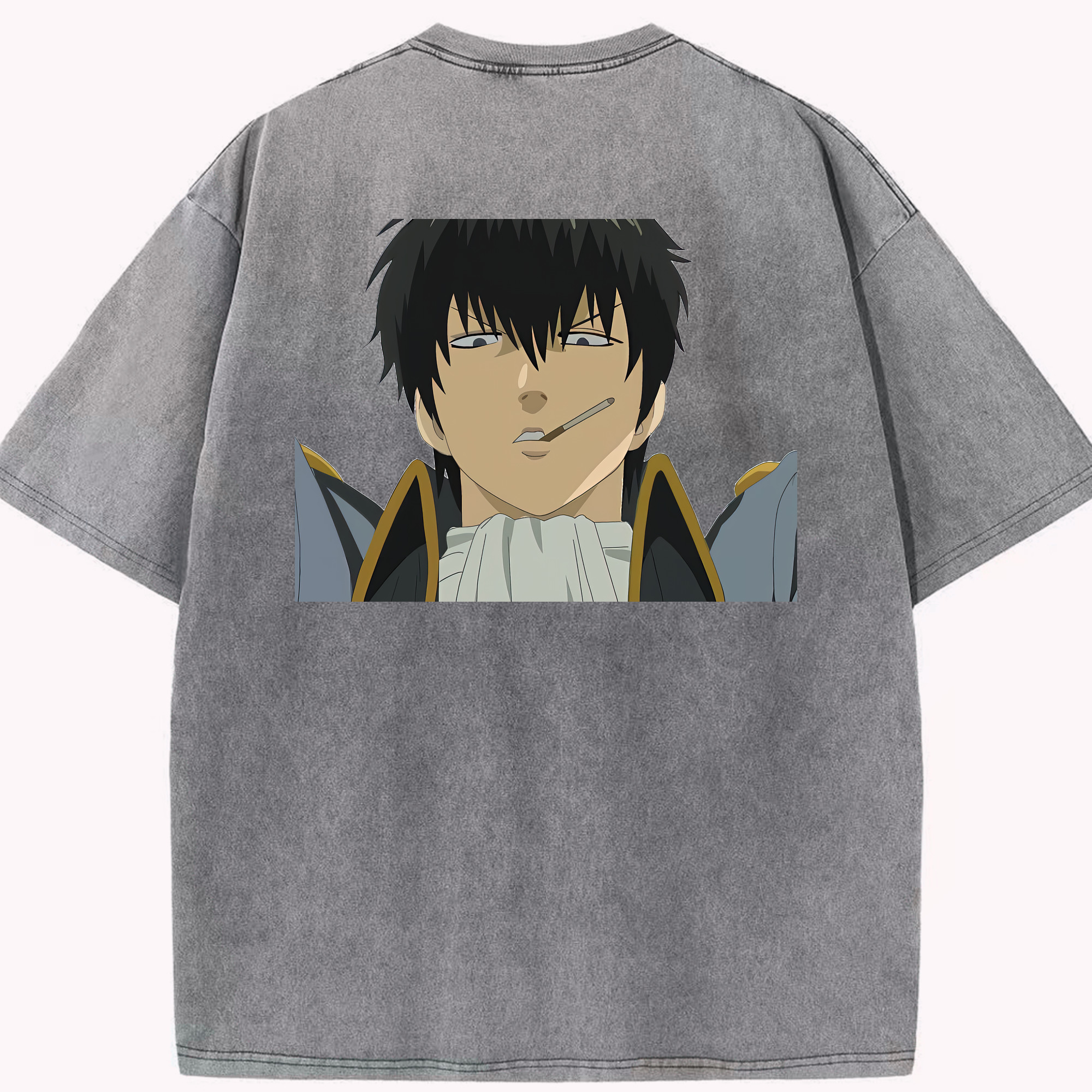 （画像用） ぎんたま 坂田銀時（さかたぎんとき） 神楽 志村新八（しむら しんぱち） GINTAMA Sakata Gintoki Kagura Shimura Shinpachi 綿100% ヴィンテージ風 半袖Tシャツ（背面プリント）