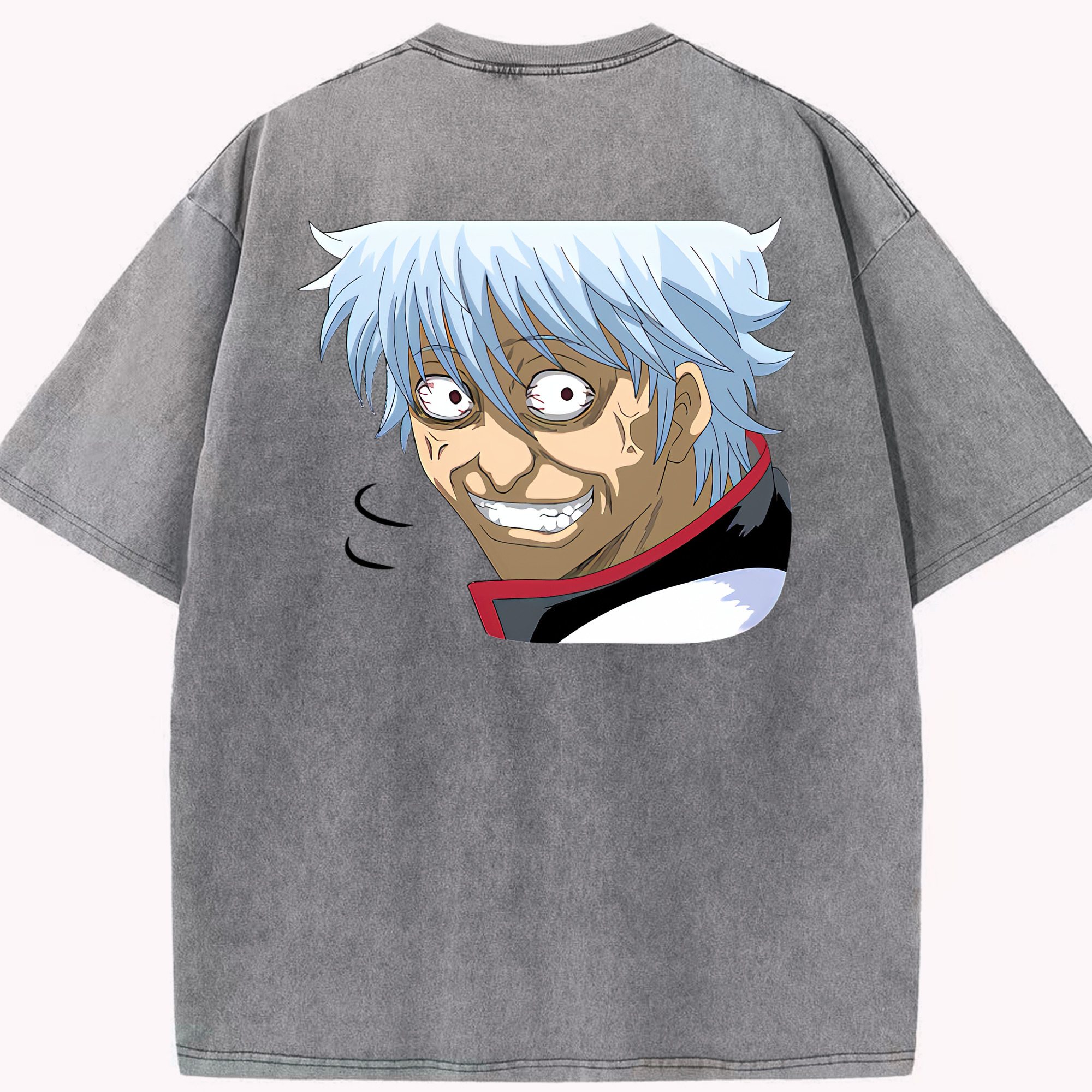 （画像用） ぎんたま 坂田銀時（さかたぎんとき） 神楽 志村新八（しむら しんぱち） GINTAMA Sakata Gintoki Kagura Shimura Shinpachi 綿100% ヴィンテージ風 半袖Tシャツ（背面プリント）