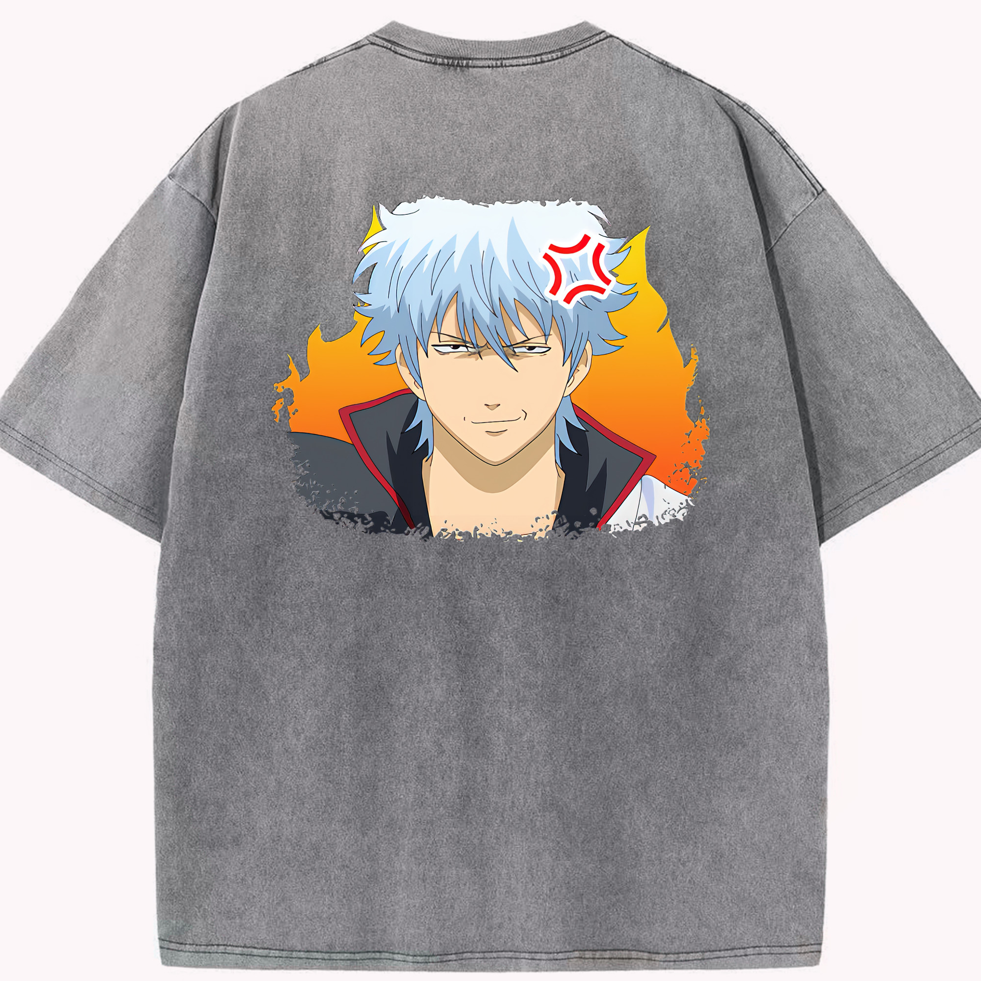 （画像用） ぎんたま 坂田銀時（さかたぎんとき） 神楽 志村新八（しむら しんぱち） GINTAMA Sakata Gintoki Kagura Shimura Shinpachi 綿100% ヴィンテージ風 半袖Tシャツ（背面プリント）