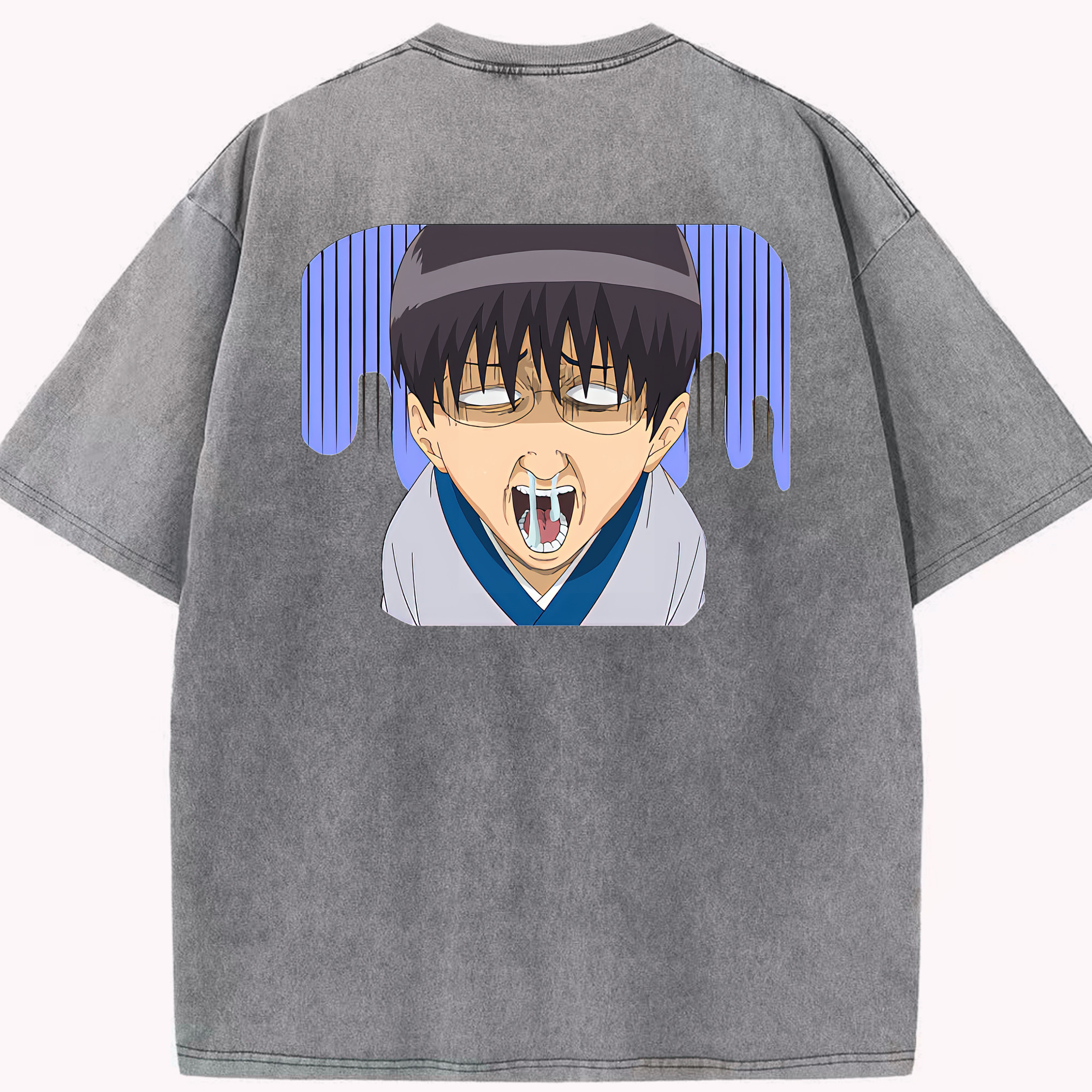 （画像用） ぎんたま 坂田銀時（さかたぎんとき） 神楽 志村新八（しむら しんぱち） GINTAMA Sakata Gintoki Kagura Shimura Shinpachi 綿100% ヴィンテージ風 半袖Tシャツ（背面プリント）