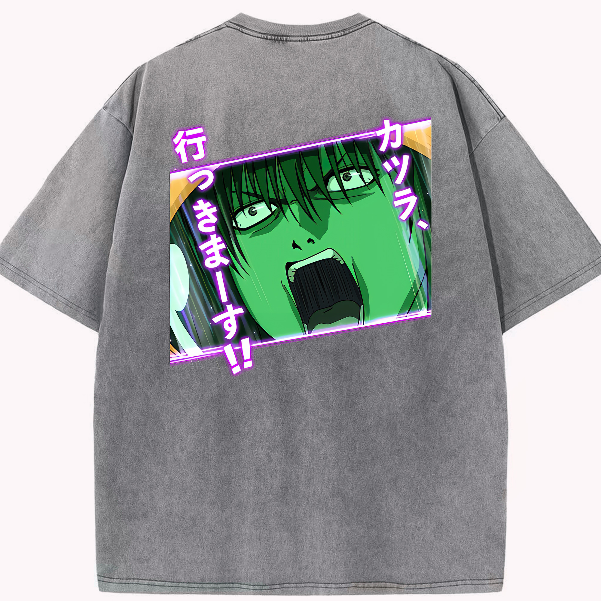 （画像用） ぎんたま 坂田銀時（さかたぎんとき） 神楽 志村新八（しむら しんぱち） GINTAMA Sakata Gintoki Kagura Shimura Shinpachi 綿100% ヴィンテージ風 半袖Tシャツ（背面プリント）