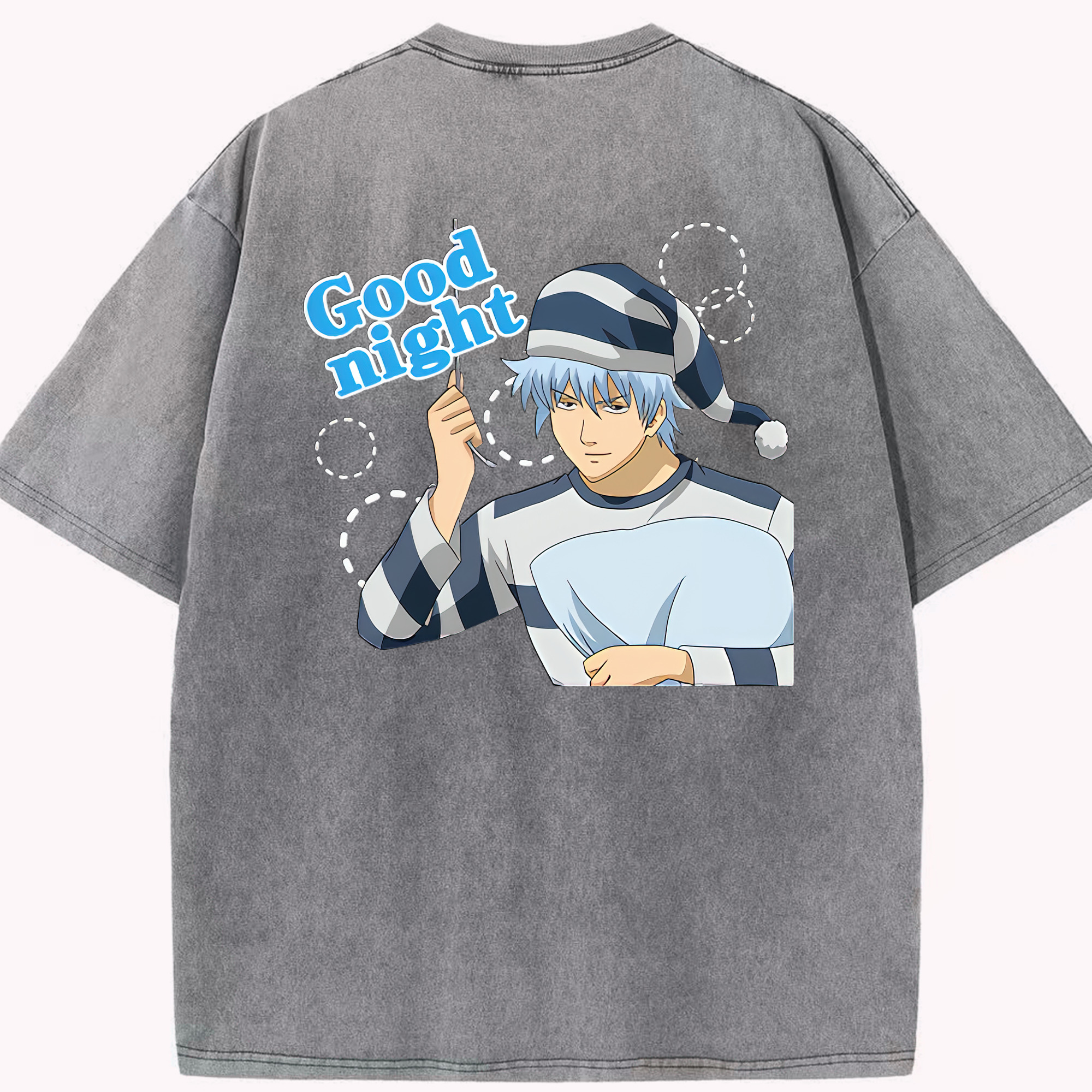 （画像用） ぎんたま 坂田銀時（さかたぎんとき） 神楽 志村新八（しむら しんぱち） GINTAMA Sakata Gintoki Kagura Shimura Shinpachi 綿100% ヴィンテージ風 半袖Tシャツ（背面プリント）
