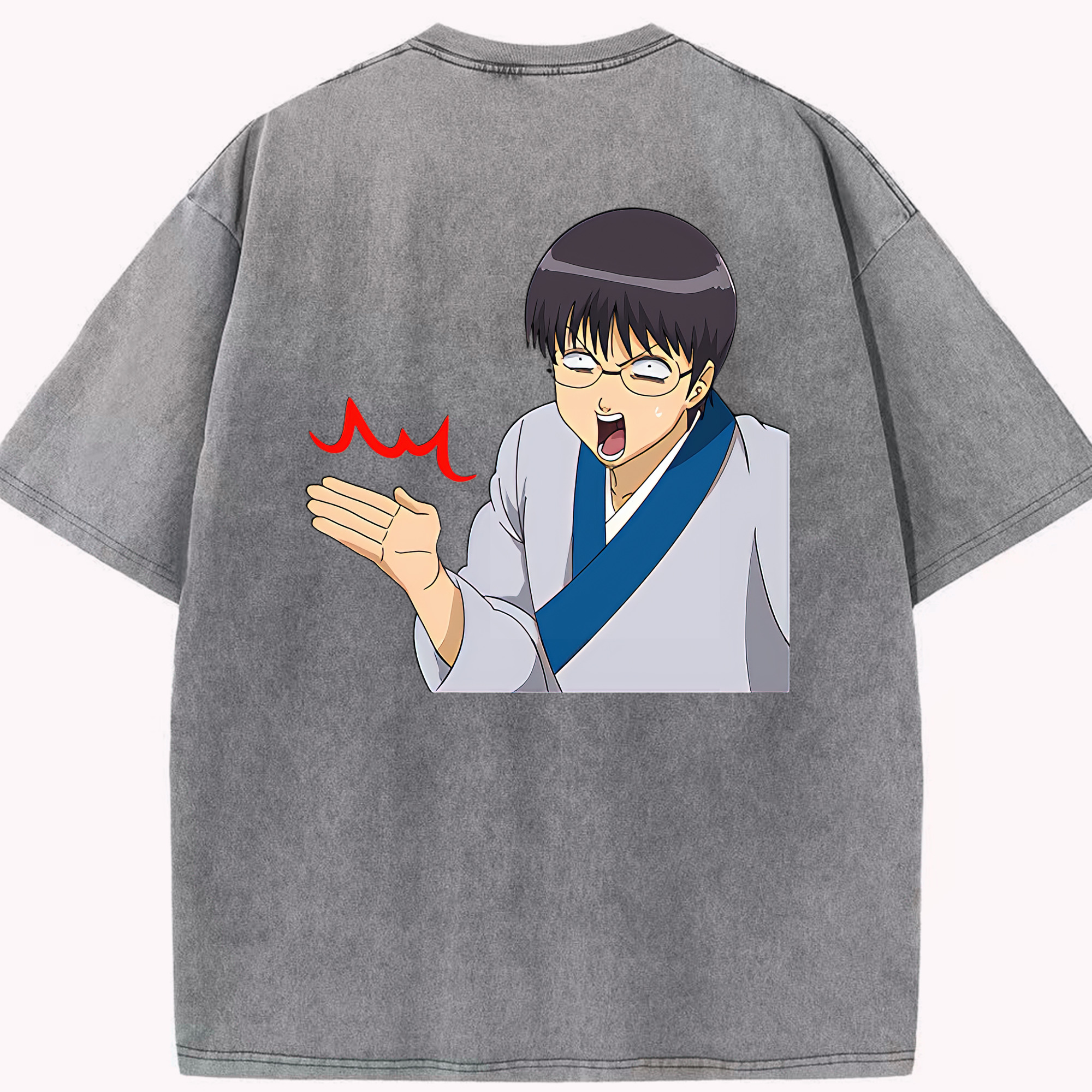 （画像用） ぎんたま 坂田銀時（さかたぎんとき） 神楽 志村新八（しむら しんぱち） GINTAMA Sakata Gintoki Kagura Shimura Shinpachi 綿100% ヴィンテージ風 半袖Tシャツ（背面プリント）