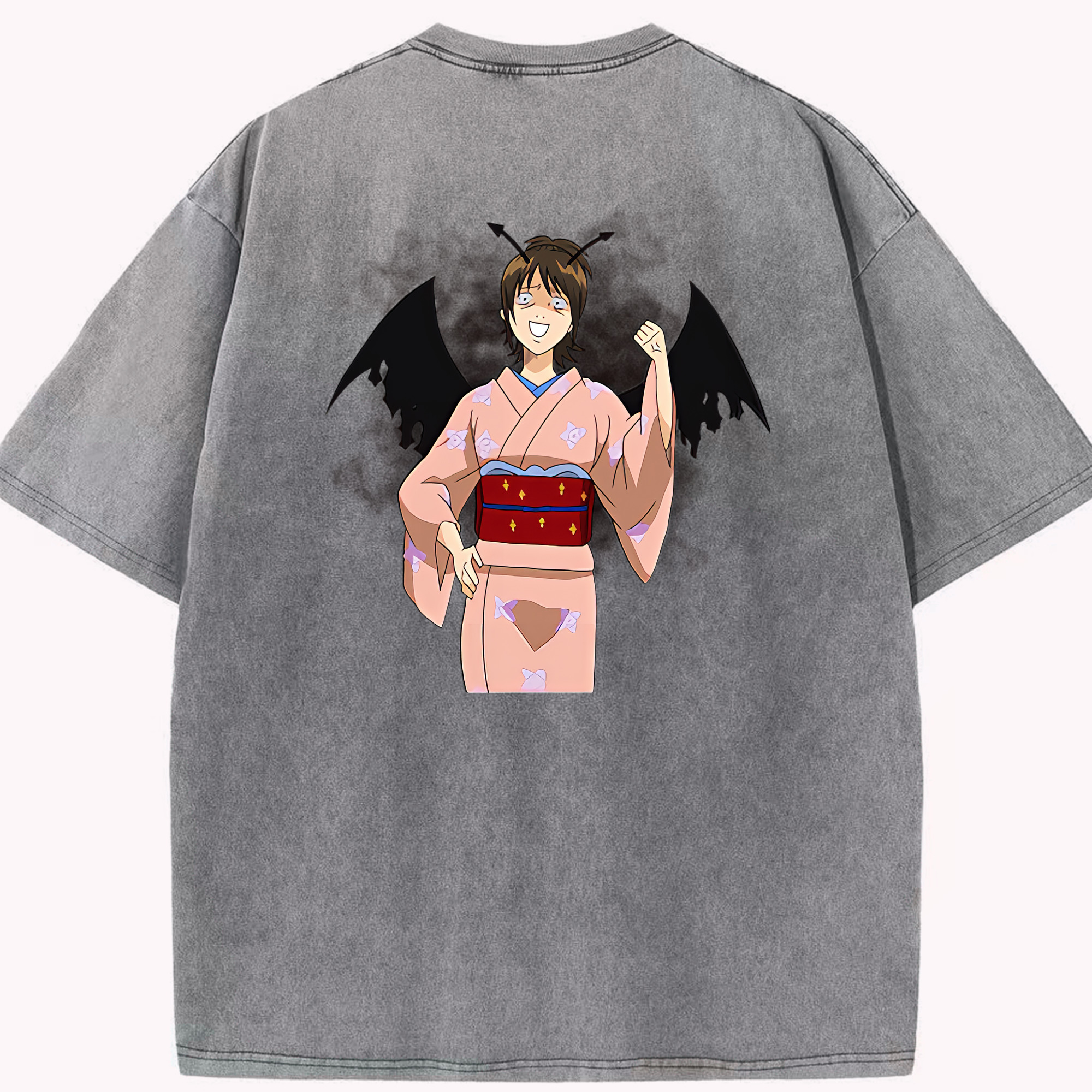 （画像用） ぎんたま 坂田銀時（さかたぎんとき） 神楽 志村新八（しむら しんぱち） GINTAMA Sakata Gintoki Kagura Shimura Shinpachi 綿100% ヴィンテージ風 半袖Tシャツ（背面プリント）