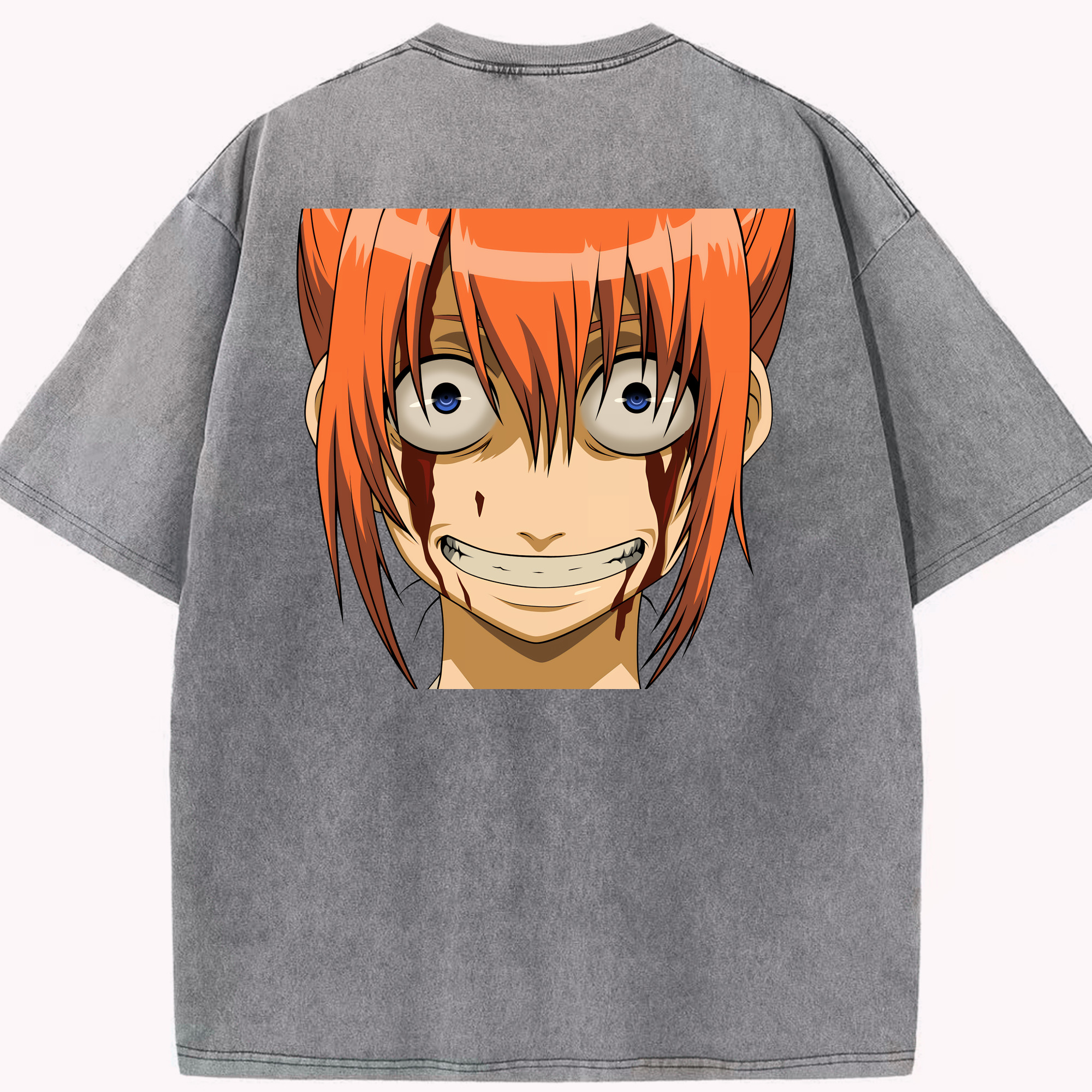 （画像用） ぎんたま 坂田銀時（さかたぎんとき） 神楽 志村新八（しむら しんぱち） GINTAMA Sakata Gintoki Kagura Shimura Shinpachi 綿100% ヴィンテージ風 半袖Tシャツ（背面プリント）
