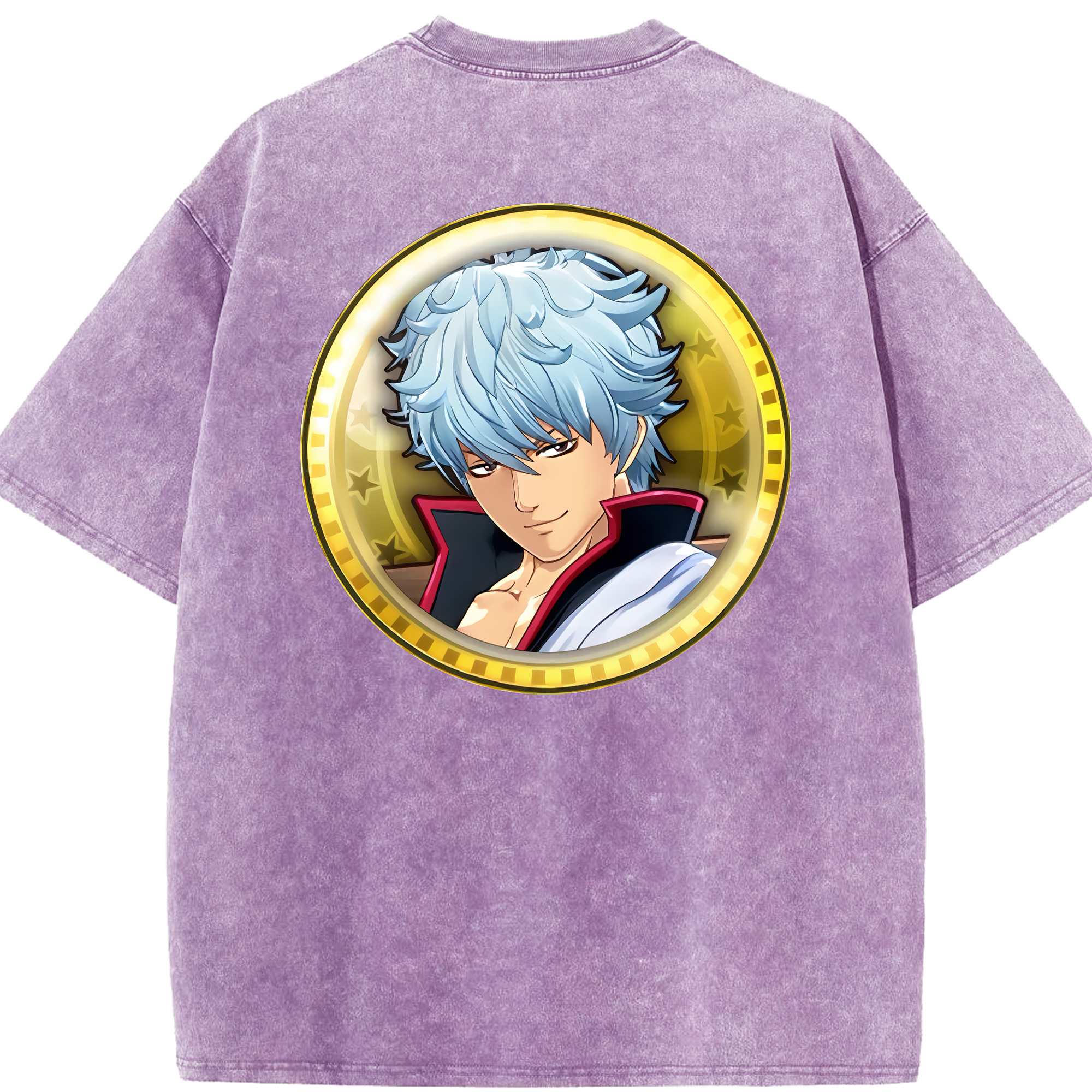 （画像用） ぎんたま 坂田銀時（さかたぎんとき） 神楽 志村新八（しむら しんぱち） GINTAMA Sakata Gintoki Kagura Shimura Shinpachi 綿100% ヴィンテージ風 半袖Tシャツ（背面プリント）