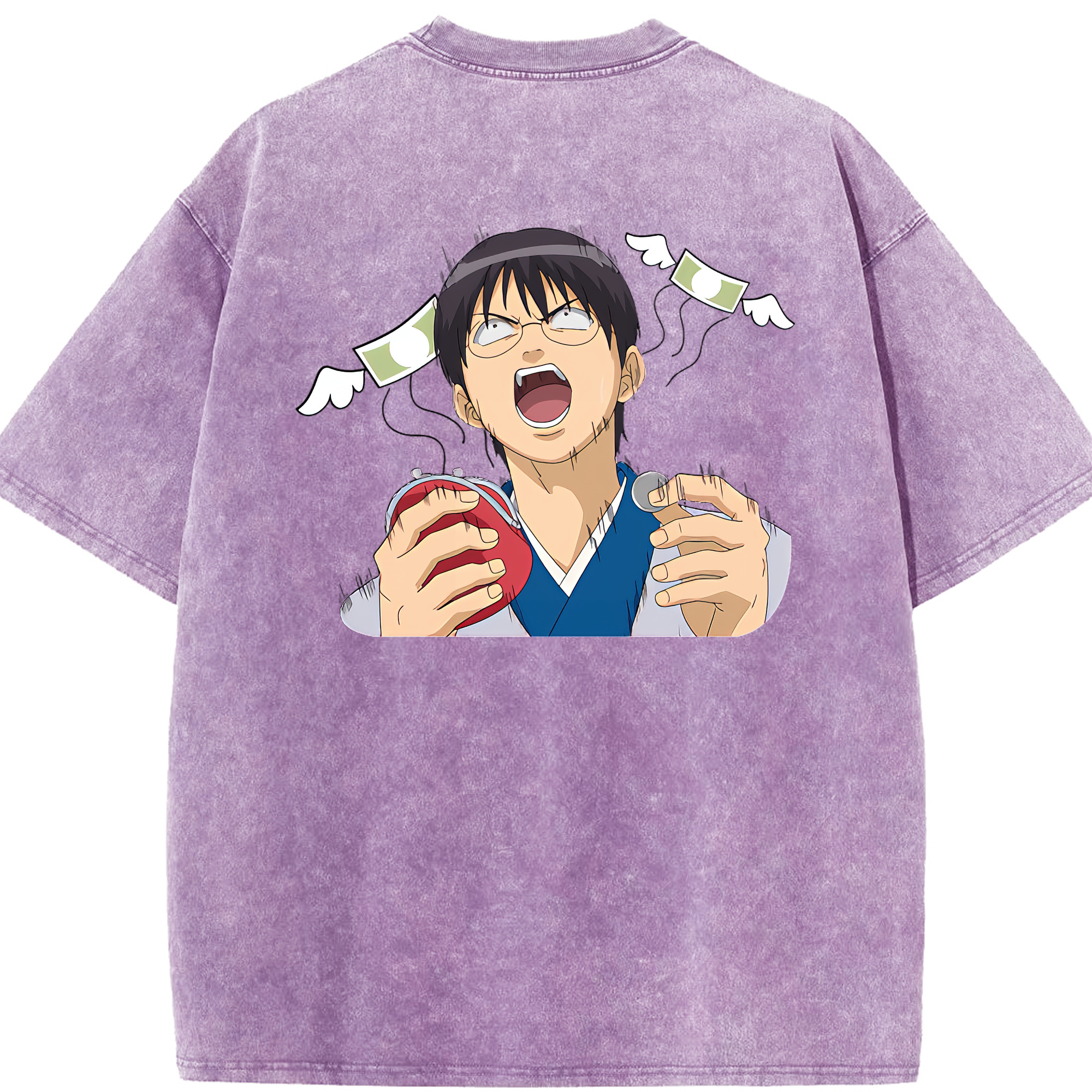 （画像用） ぎんたま 坂田銀時（さかたぎんとき） 神楽 志村新八（しむら しんぱち） GINTAMA Sakata Gintoki Kagura Shimura Shinpachi 綿100% ヴィンテージ風 半袖Tシャツ（背面プリント）
