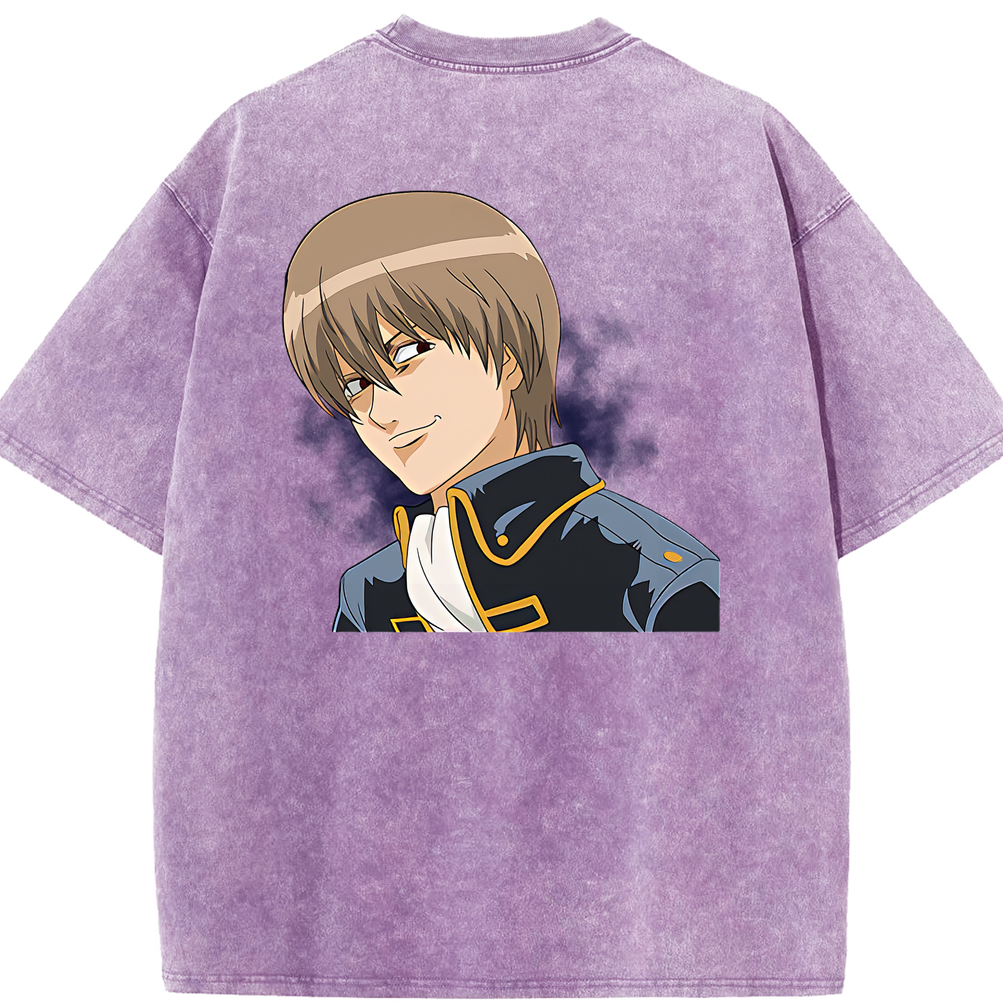 （画像用） ぎんたま 坂田銀時（さかたぎんとき） 神楽 志村新八（しむら しんぱち） GINTAMA Sakata Gintoki Kagura Shimura Shinpachi 綿100% ヴィンテージ風 半袖Tシャツ（背面プリント）