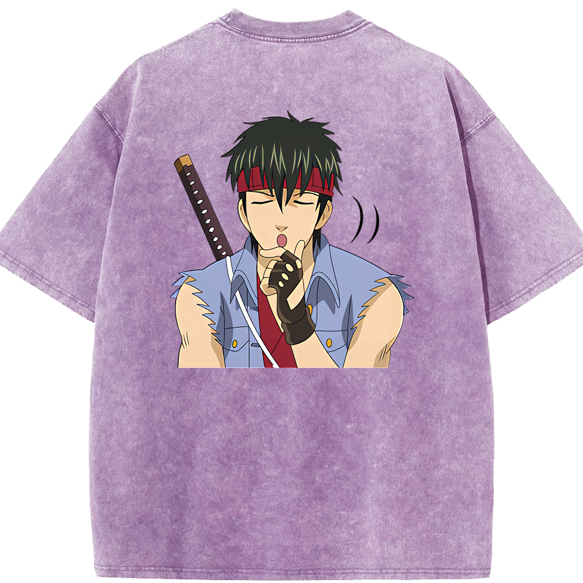 （画像用） ぎんたま 坂田銀時（さかたぎんとき） 神楽 志村新八（しむら しんぱち） GINTAMA Sakata Gintoki Kagura Shimura Shinpachi 綿100% ヴィンテージ風 半袖Tシャツ（背面プリント）