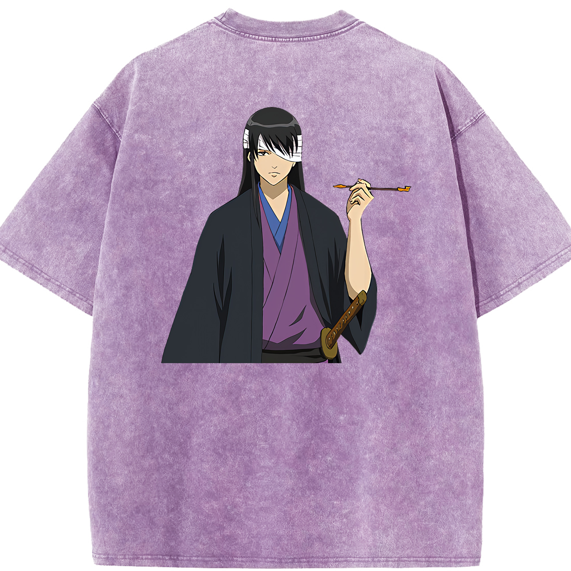 （画像用） ぎんたま 坂田銀時（さかたぎんとき） 神楽 志村新八（しむら しんぱち） GINTAMA Sakata Gintoki Kagura Shimura Shinpachi 綿100% ヴィンテージ風 半袖Tシャツ（背面プリント）