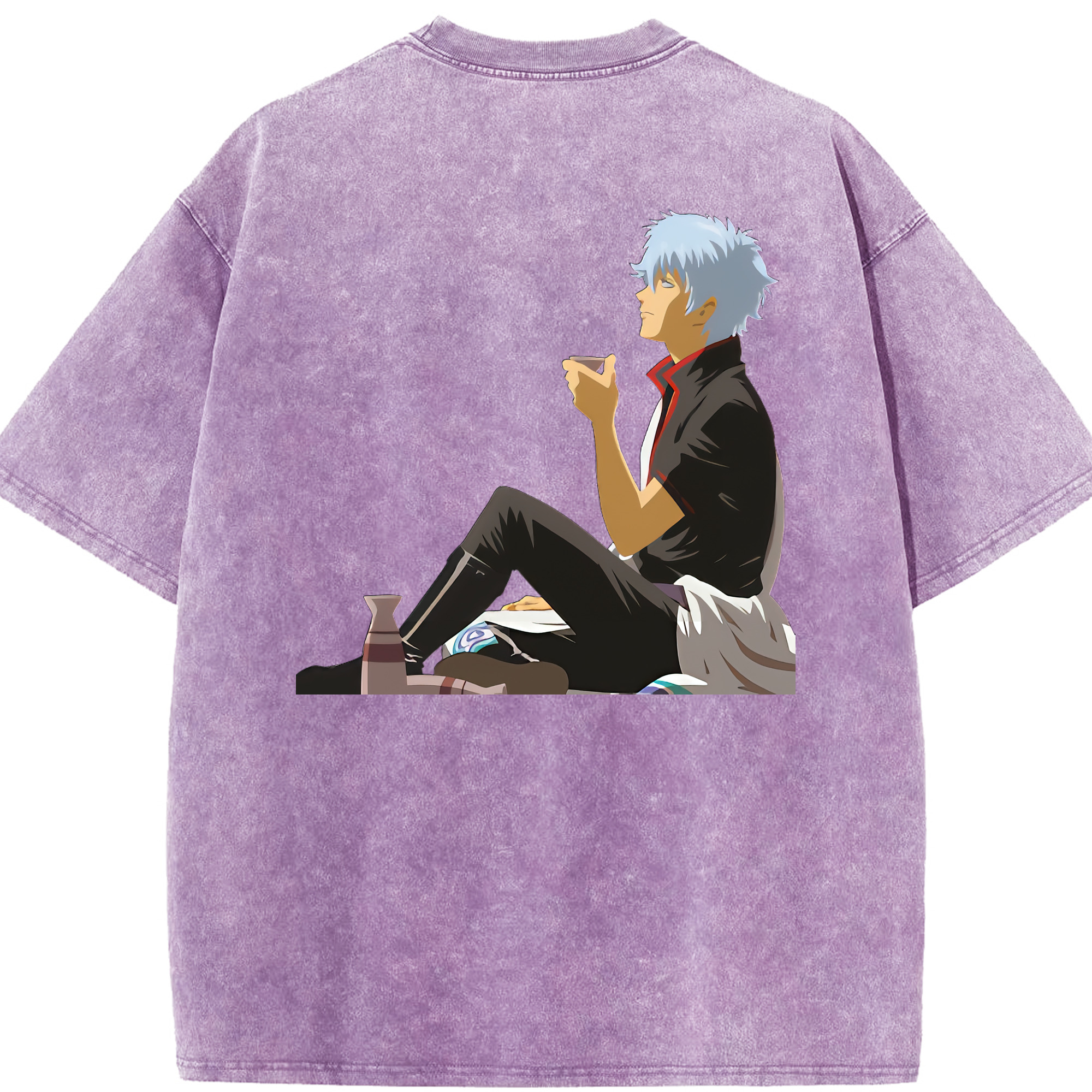 （画像用） ぎんたま 坂田銀時（さかたぎんとき） 神楽 志村新八（しむら しんぱち） GINTAMA Sakata Gintoki Kagura Shimura Shinpachi 綿100% ヴィンテージ風 半袖Tシャツ（背面プリント）
