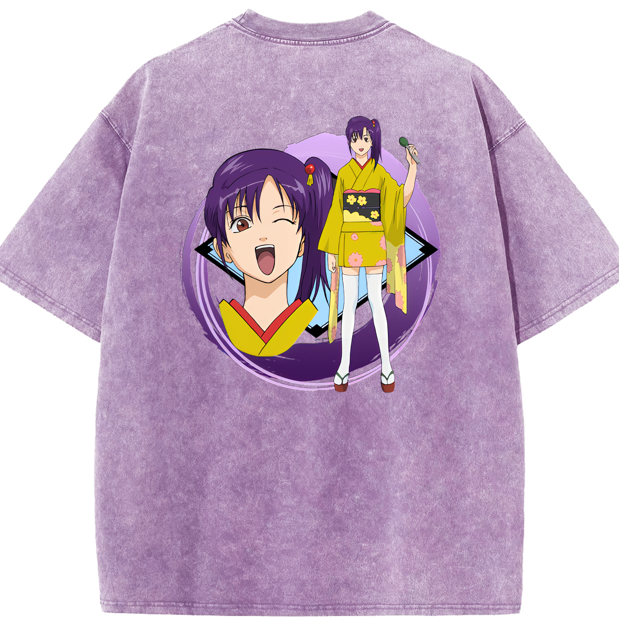 （画像用） ぎんたま 坂田銀時（さかたぎんとき） 神楽 志村新八（しむら しんぱち） GINTAMA Sakata Gintoki Kagura Shimura Shinpachi 綿100% ヴィンテージ風 半袖Tシャツ（背面プリント）