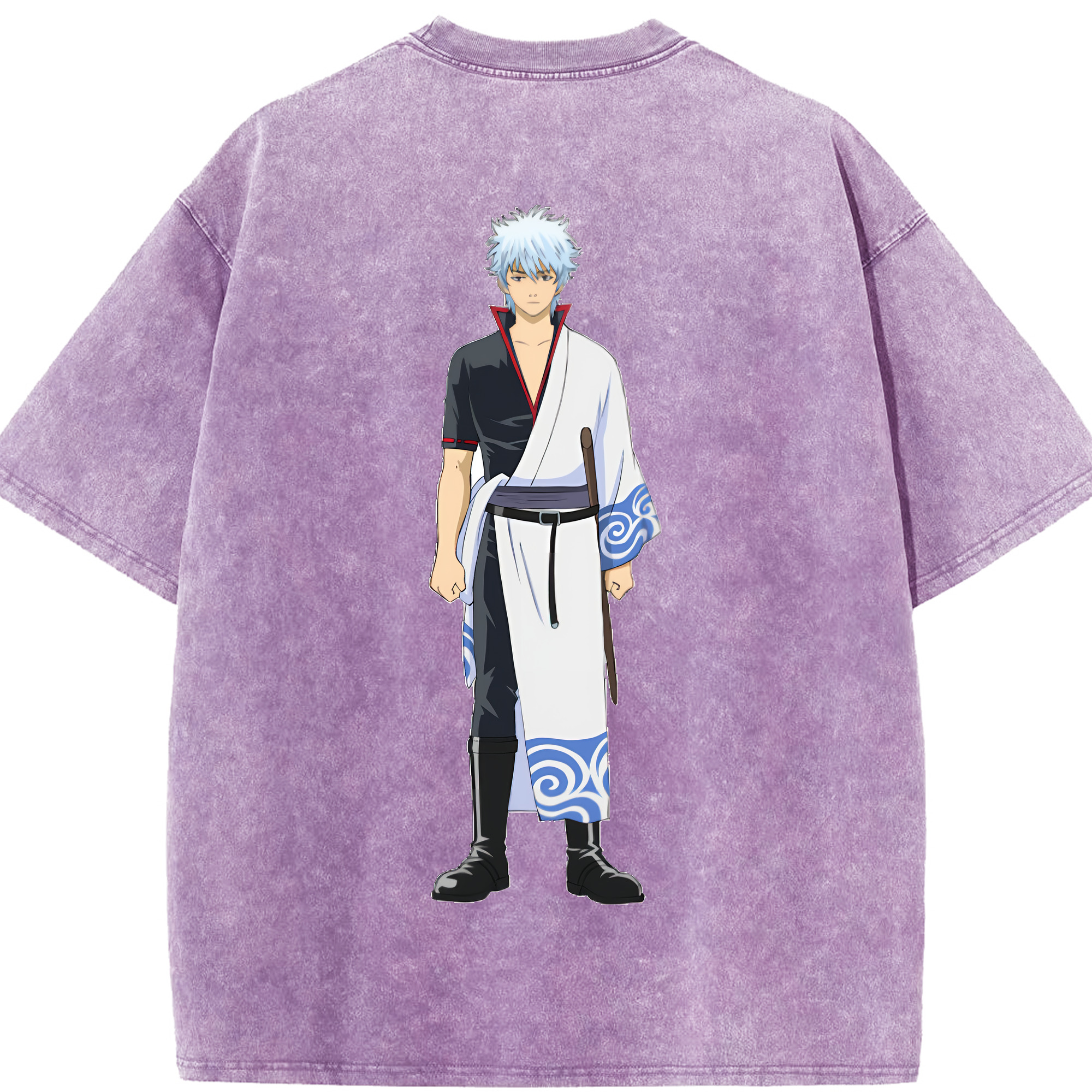（画像用） ぎんたま 坂田銀時（さかたぎんとき） 神楽 志村新八（しむら しんぱち） GINTAMA Sakata Gintoki Kagura Shimura Shinpachi 綿100% ヴィンテージ風 半袖Tシャツ（背面プリント）