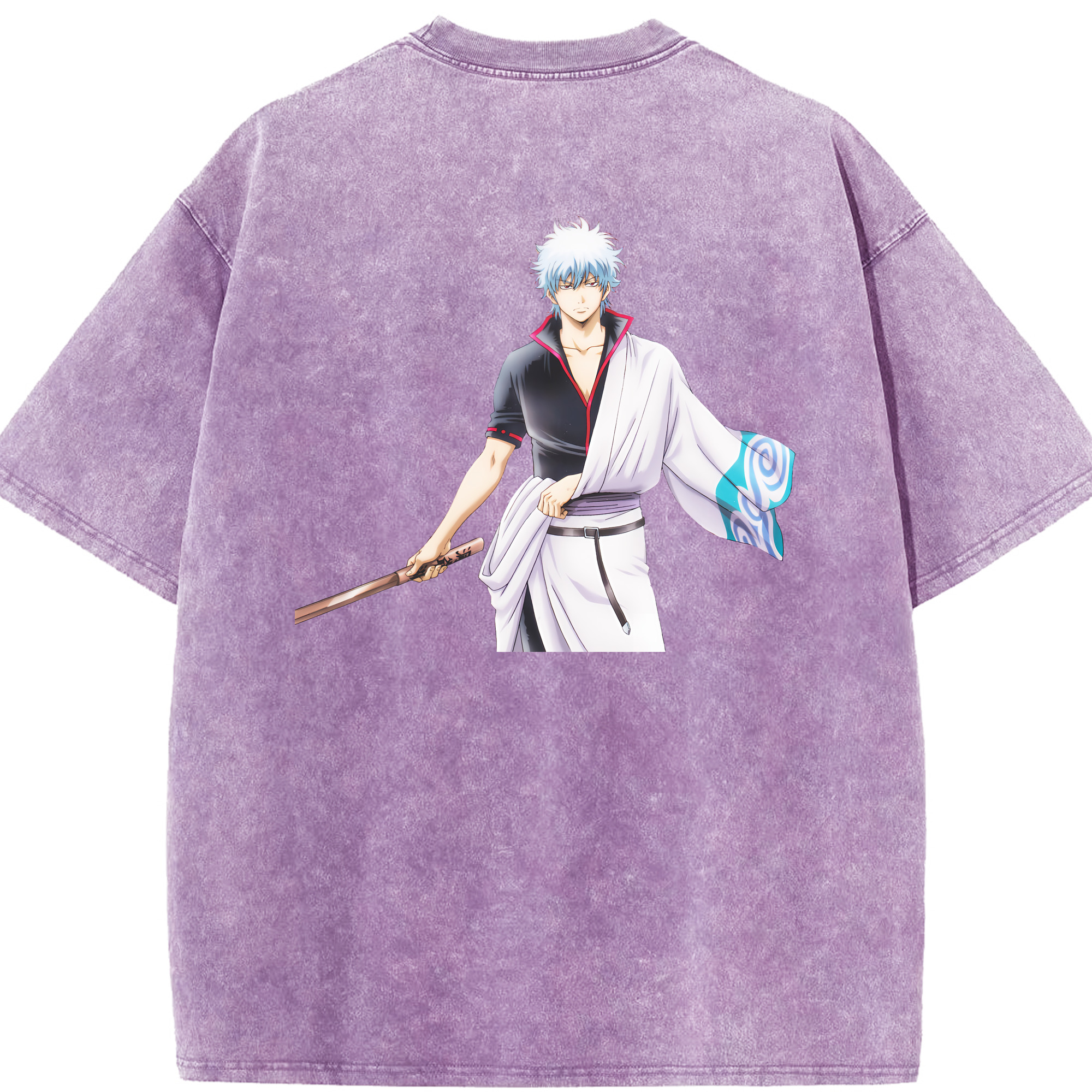 （画像用） ぎんたま 坂田銀時（さかたぎんとき） 神楽 志村新八（しむら しんぱち） GINTAMA Sakata Gintoki Kagura Shimura Shinpachi 綿100% ヴィンテージ風 半袖Tシャツ（背面プリント）