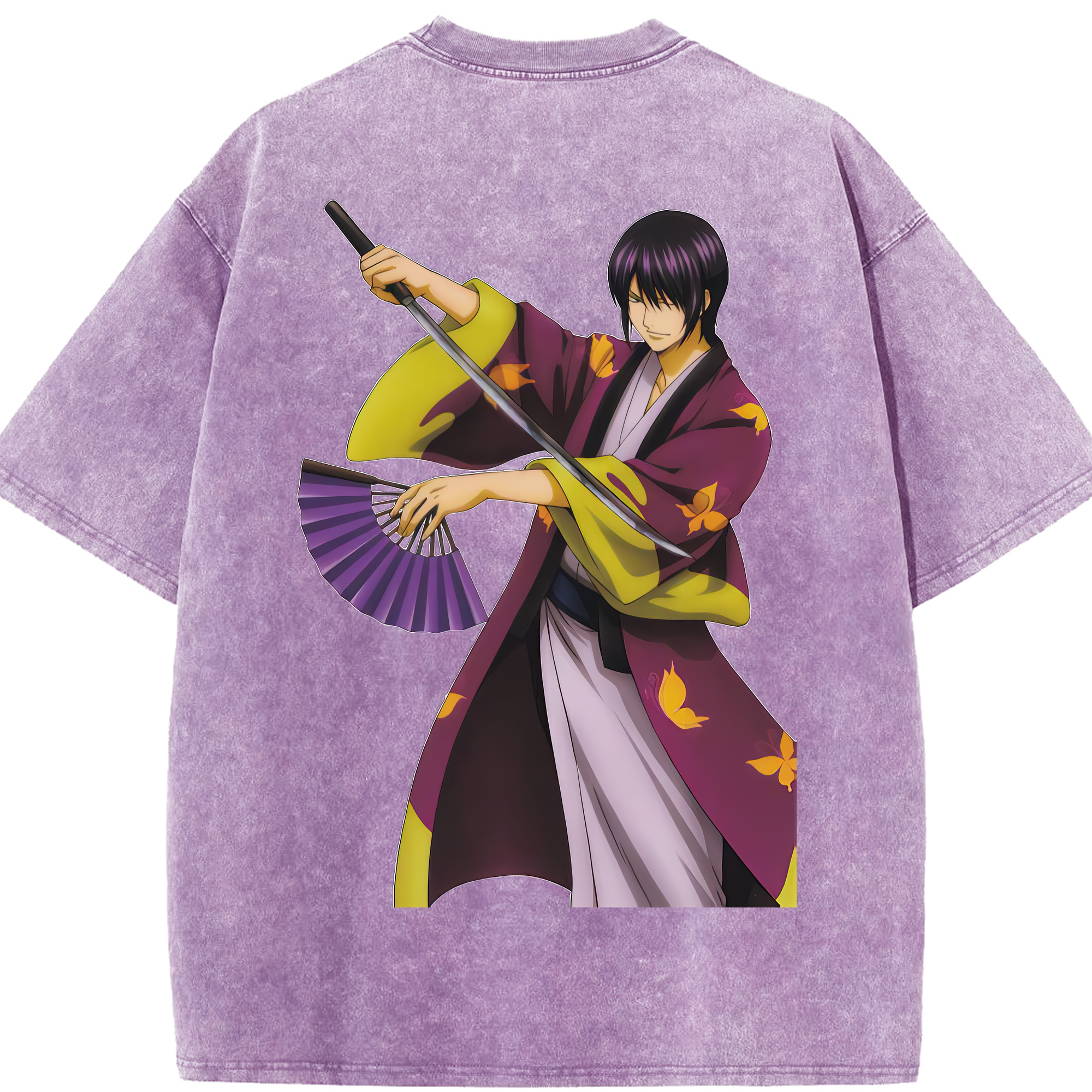 （画像用） ぎんたま 坂田銀時（さかたぎんとき） 神楽 志村新八（しむら しんぱち） GINTAMA Sakata Gintoki Kagura Shimura Shinpachi 綿100% ヴィンテージ風 半袖Tシャツ（背面プリント）
