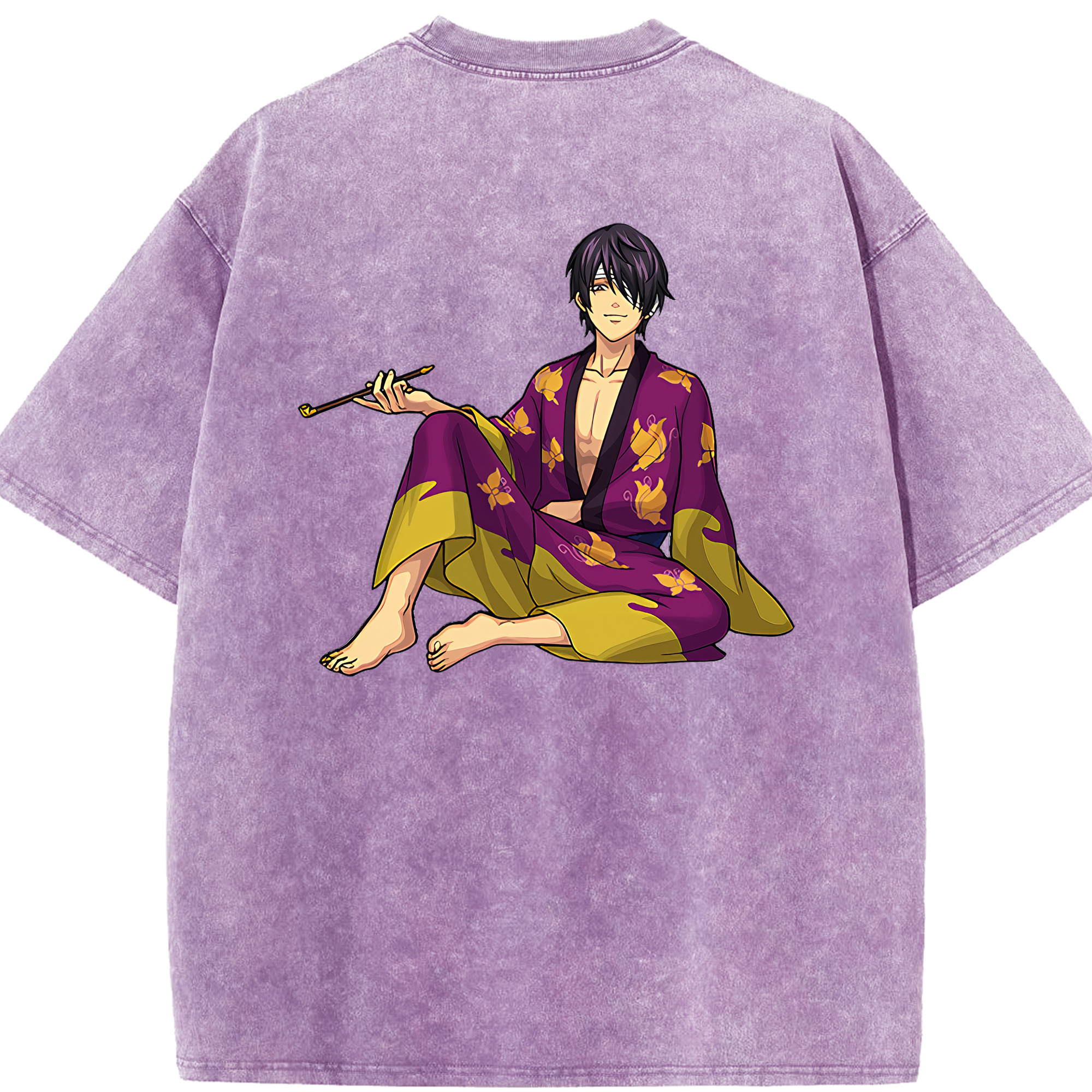 （画像用） ぎんたま 坂田銀時（さかたぎんとき） 神楽 志村新八（しむら しんぱち） GINTAMA Sakata Gintoki Kagura Shimura Shinpachi 綿100% ヴィンテージ風 半袖Tシャツ（背面プリント）