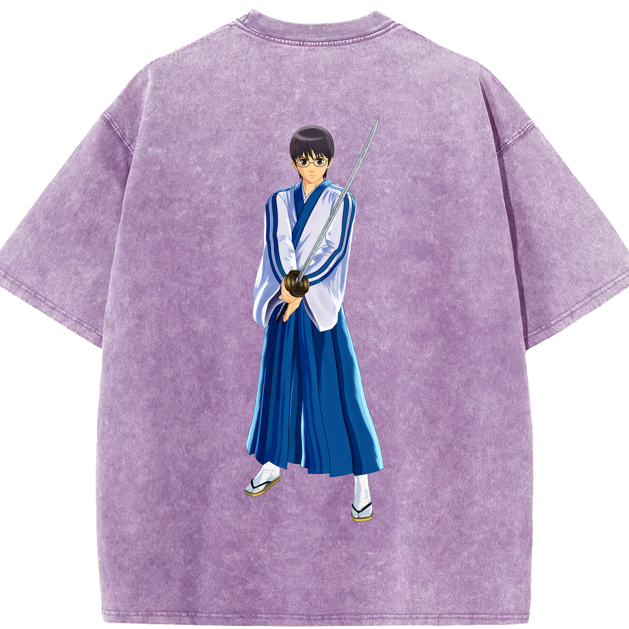 （画像用） ぎんたま 坂田銀時（さかたぎんとき） 神楽 志村新八（しむら しんぱち） GINTAMA Sakata Gintoki Kagura Shimura Shinpachi 綿100% ヴィンテージ風 半袖Tシャツ（背面プリント）