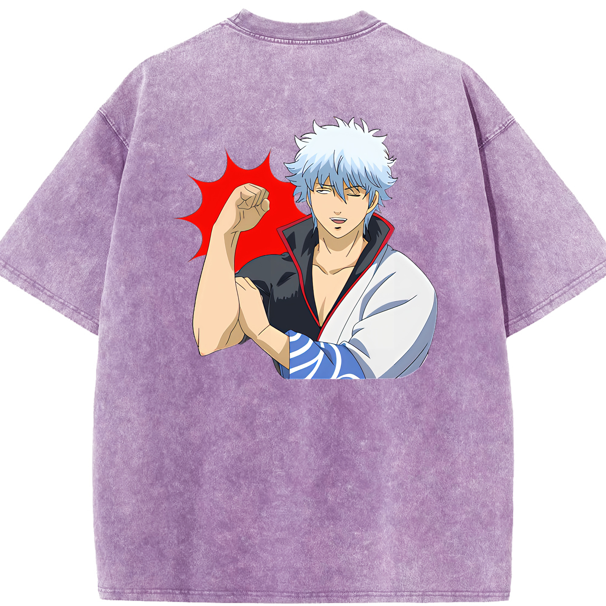 （画像用） ぎんたま 坂田銀時（さかたぎんとき） 神楽 志村新八（しむら しんぱち） GINTAMA Sakata Gintoki Kagura Shimura Shinpachi 綿100% ヴィンテージ風 半袖Tシャツ（背面プリント）