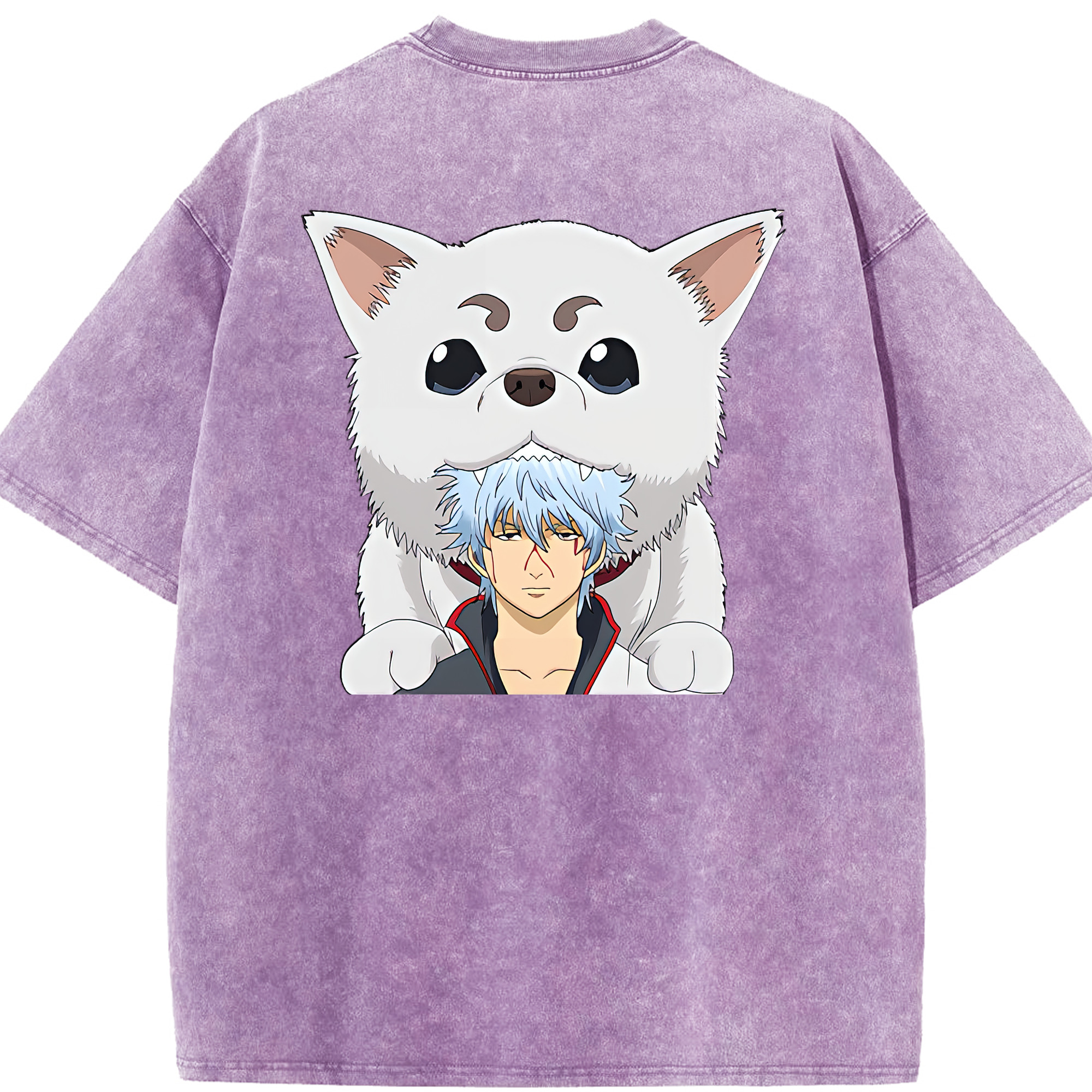 （画像用） ぎんたま 坂田銀時（さかたぎんとき） 神楽 志村新八（しむら しんぱち） GINTAMA Sakata Gintoki Kagura Shimura Shinpachi 綿100% ヴィンテージ風 半袖Tシャツ（背面プリント）
