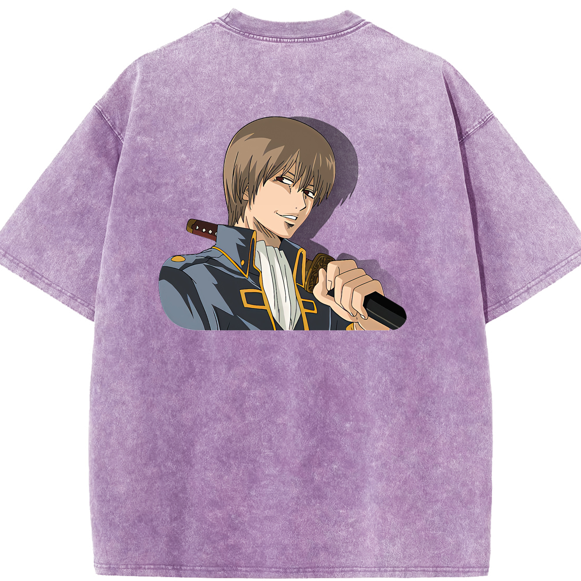 （画像用） ぎんたま 坂田銀時（さかたぎんとき） 神楽 志村新八（しむら しんぱち） GINTAMA Sakata Gintoki Kagura Shimura Shinpachi 綿100% ヴィンテージ風 半袖Tシャツ（背面プリント）