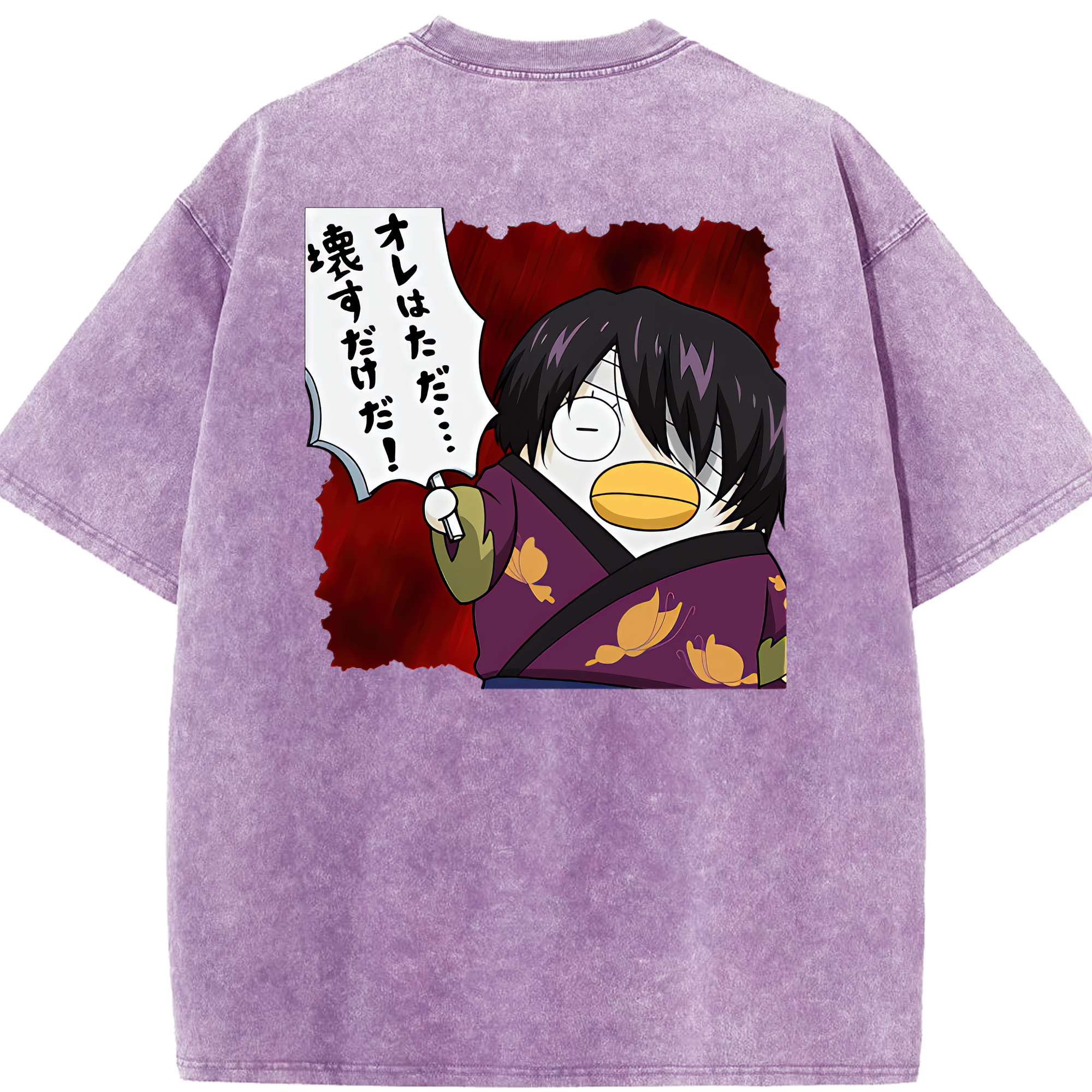 （画像用） ぎんたま 坂田銀時（さかたぎんとき） 神楽 志村新八（しむら しんぱち） GINTAMA Sakata Gintoki Kagura Shimura Shinpachi 綿100% ヴィンテージ風 半袖Tシャツ（背面プリント）