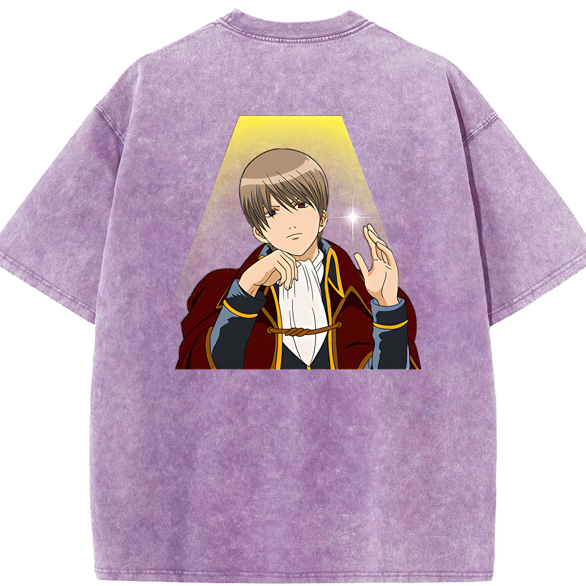 （画像用） ぎんたま 坂田銀時（さかたぎんとき） 神楽 志村新八（しむら しんぱち） GINTAMA Sakata Gintoki Kagura Shimura Shinpachi 綿100% ヴィンテージ風 半袖Tシャツ（背面プリント）