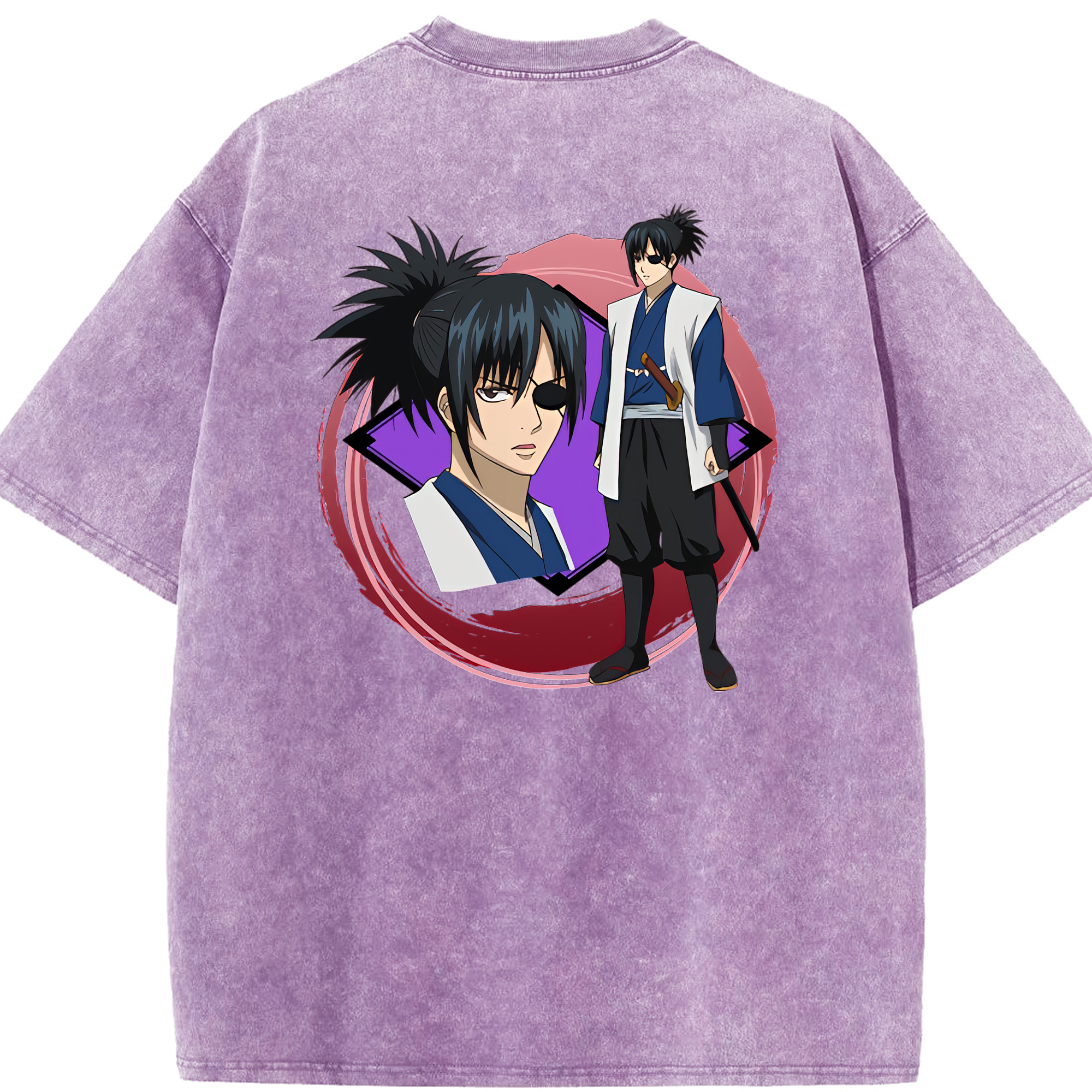 （画像用） ぎんたま 坂田銀時（さかたぎんとき） 神楽 志村新八（しむら しんぱち） GINTAMA Sakata Gintoki Kagura Shimura Shinpachi 綿100% ヴィンテージ風 半袖Tシャツ（背面プリント）