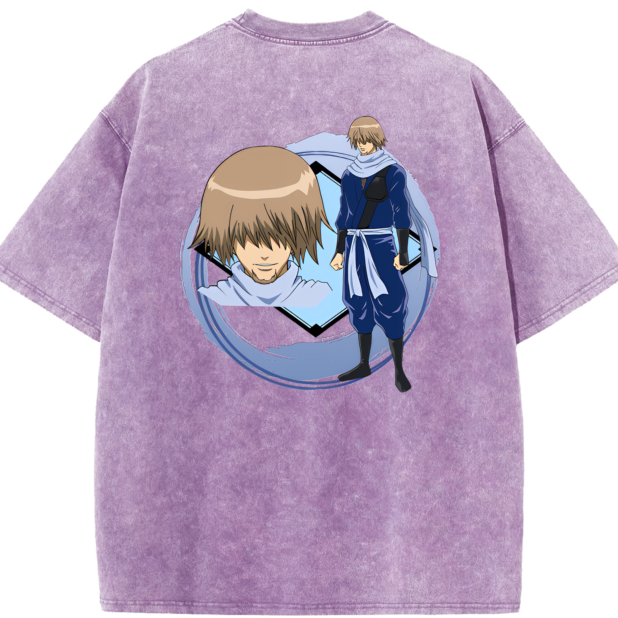 （画像用） ぎんたま 坂田銀時（さかたぎんとき） 神楽 志村新八（しむら しんぱち） GINTAMA Sakata Gintoki Kagura Shimura Shinpachi 綿100% ヴィンテージ風 半袖Tシャツ（背面プリント）