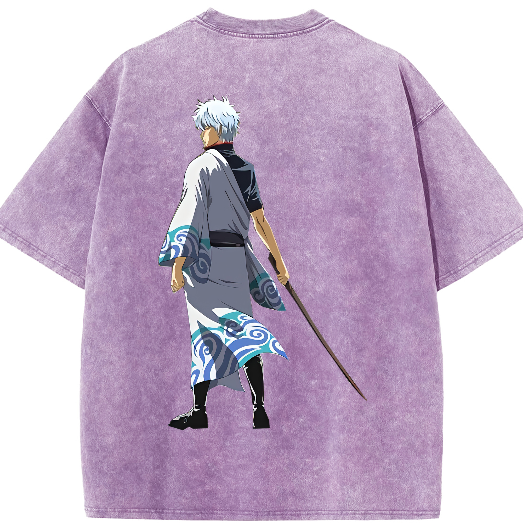 （画像用） ぎんたま 坂田銀時（さかたぎんとき） 神楽 志村新八（しむら しんぱち） GINTAMA Sakata Gintoki Kagura Shimura Shinpachi 綿100% ヴィンテージ風 半袖Tシャツ（背面プリント）