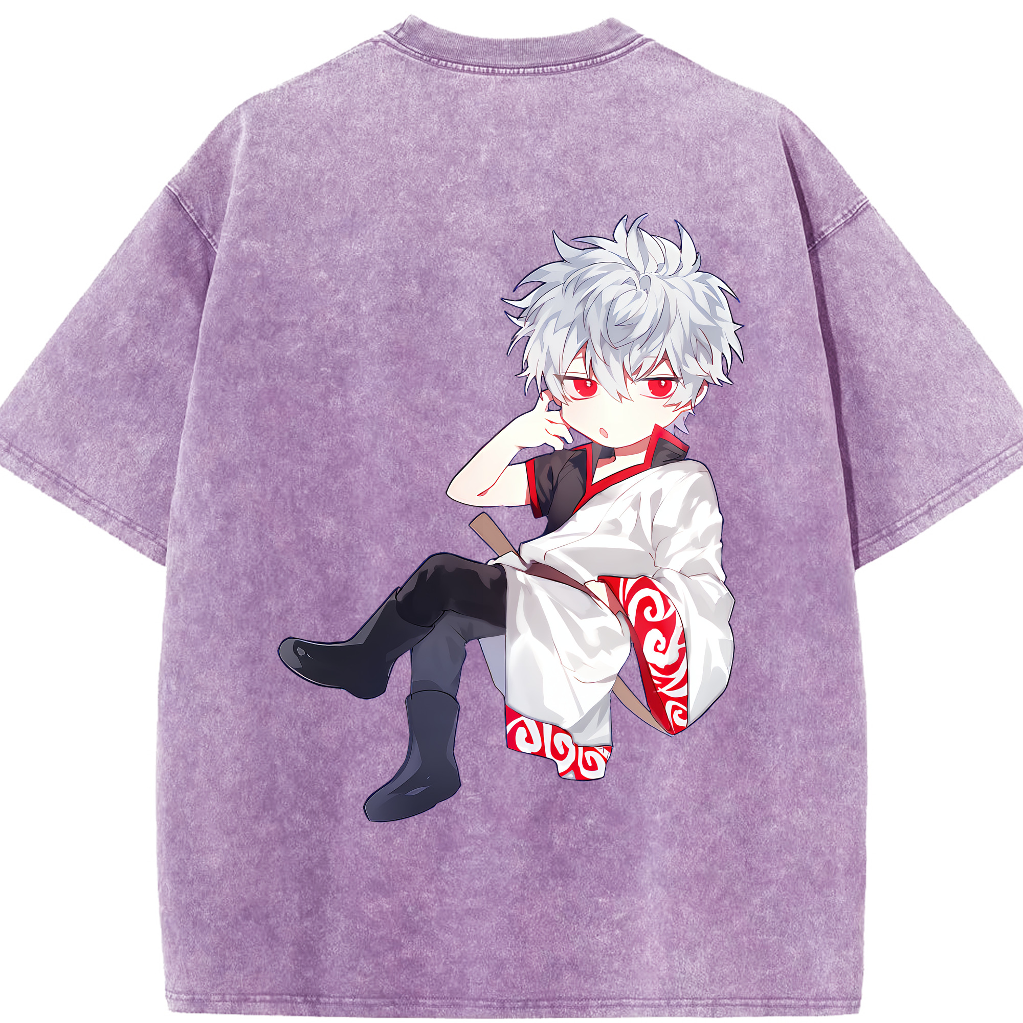 （画像用） ぎんたま 坂田銀時（さかたぎんとき） 神楽 志村新八（しむら しんぱち） GINTAMA Sakata Gintoki Kagura Shimura Shinpachi 綿100% ヴィンテージ風 半袖Tシャツ（背面プリント）