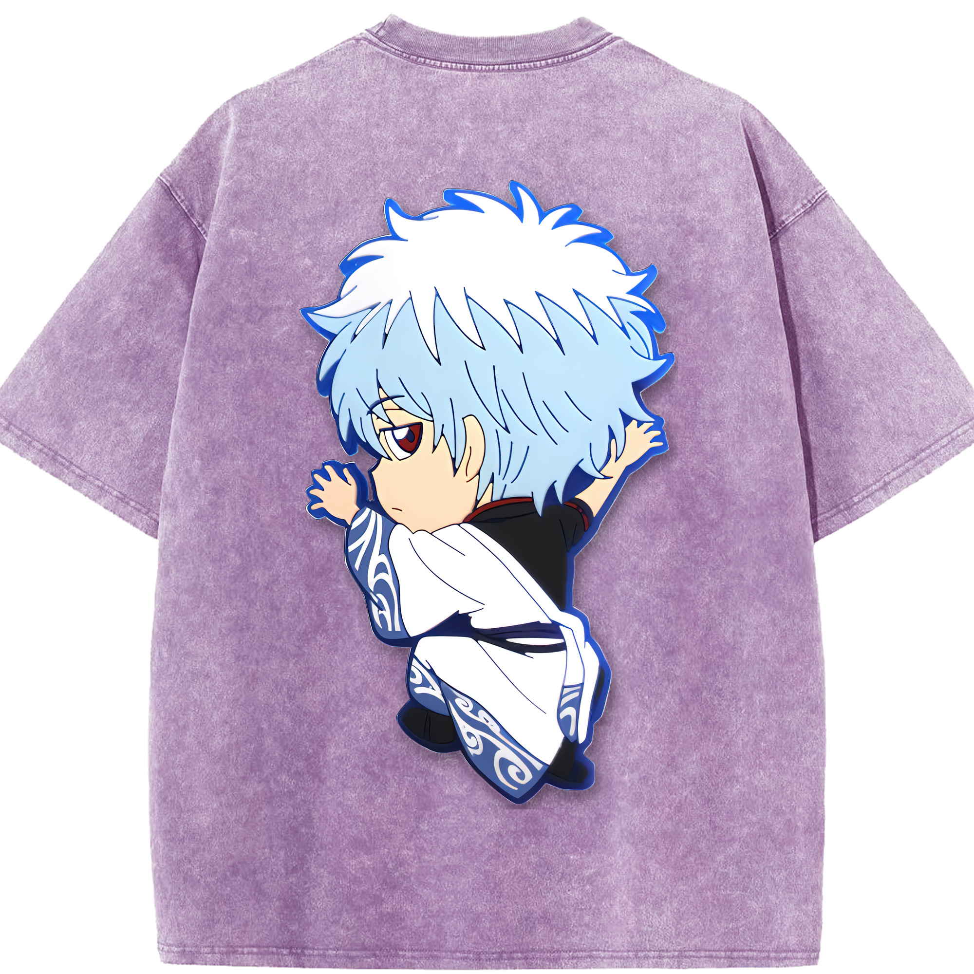 （画像用） ぎんたま 坂田銀時（さかたぎんとき） 神楽 志村新八（しむら しんぱち） GINTAMA Sakata Gintoki Kagura Shimura Shinpachi 綿100% ヴィンテージ風 半袖Tシャツ（背面プリント）