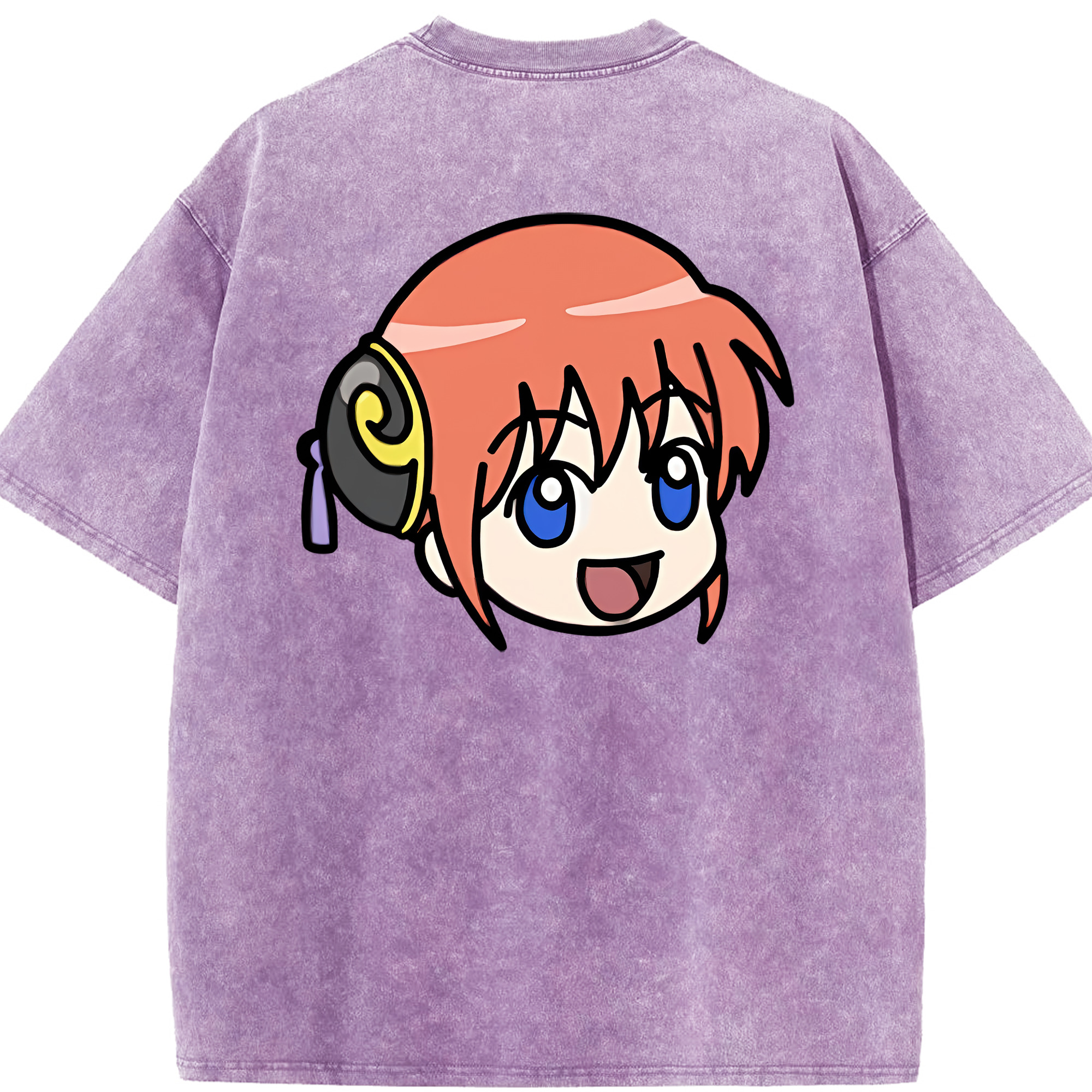 （画像用） ぎんたま 坂田銀時（さかたぎんとき） 神楽 志村新八（しむら しんぱち） GINTAMA Sakata Gintoki Kagura Shimura Shinpachi 綿100% ヴィンテージ風 半袖Tシャツ（背面プリント）