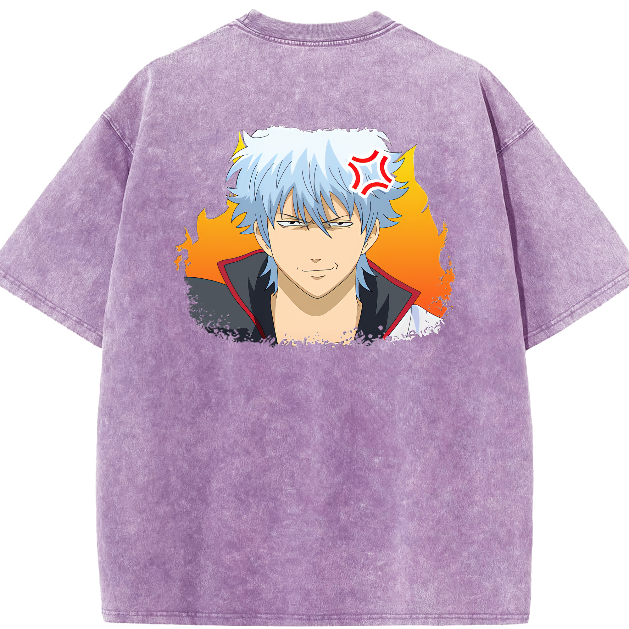 （画像用） ぎんたま 坂田銀時（さかたぎんとき） 神楽 志村新八（しむら しんぱち） GINTAMA Sakata Gintoki Kagura Shimura Shinpachi 綿100% ヴィンテージ風 半袖Tシャツ（背面プリント）