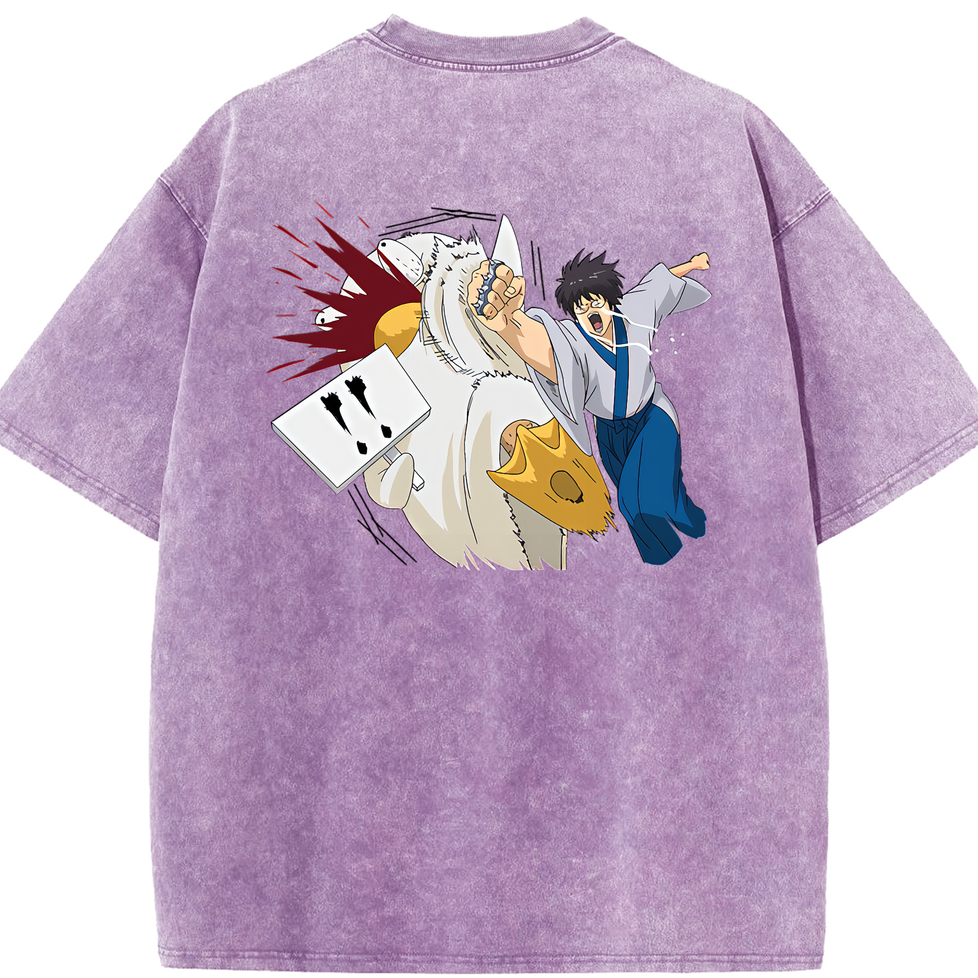 （画像用） ぎんたま 坂田銀時（さかたぎんとき） 神楽 志村新八（しむら しんぱち） GINTAMA Sakata Gintoki Kagura Shimura Shinpachi 綿100% ヴィンテージ風 半袖Tシャツ（背面プリント）