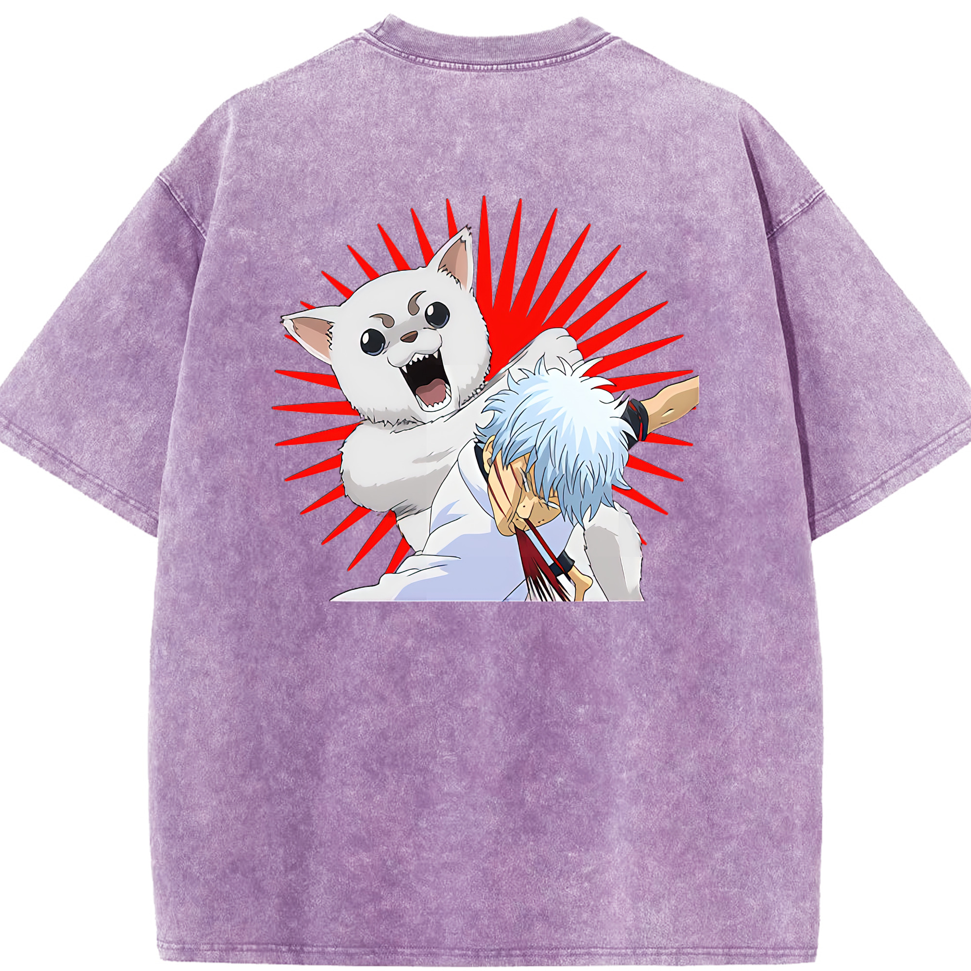 （画像用） ぎんたま 坂田銀時（さかたぎんとき） 神楽 志村新八（しむら しんぱち） GINTAMA Sakata Gintoki Kagura Shimura Shinpachi 綿100% ヴィンテージ風 半袖Tシャツ（背面プリント）
