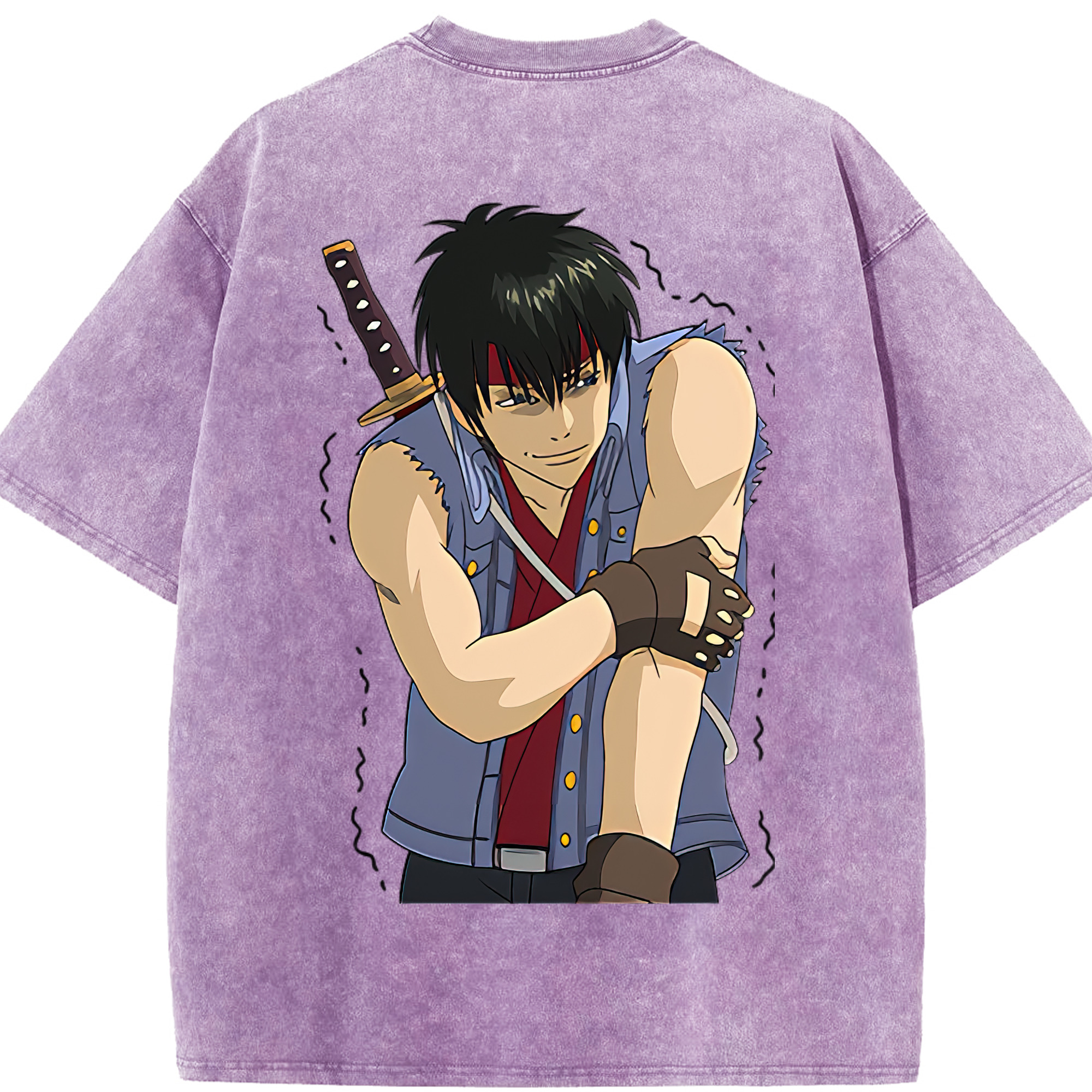 （画像用） ぎんたま 坂田銀時（さかたぎんとき） 神楽 志村新八（しむら しんぱち） GINTAMA Sakata Gintoki Kagura Shimura Shinpachi 綿100% ヴィンテージ風 半袖Tシャツ（背面プリント）
