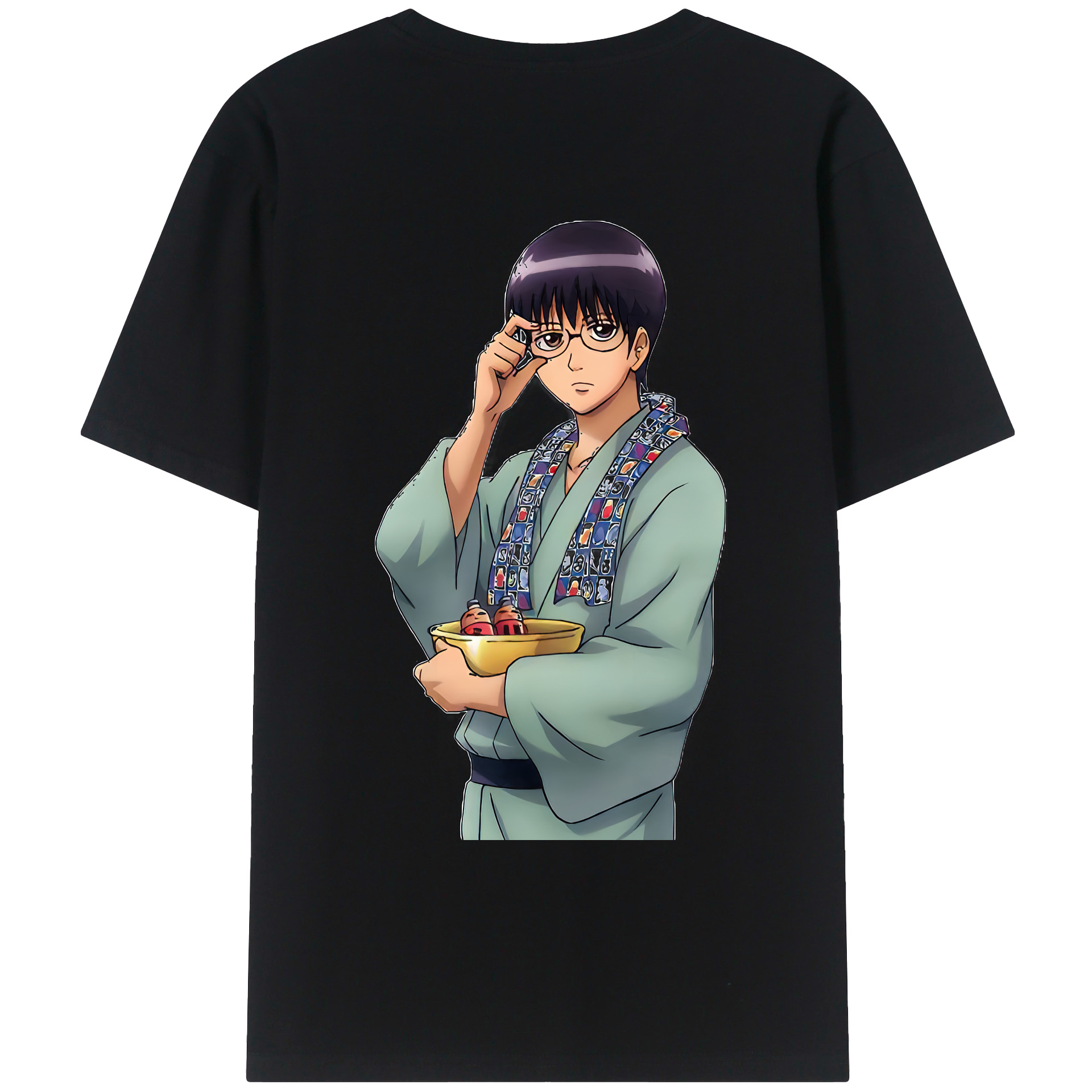 （画像用） ぎんたま 坂田銀時（さかたぎんとき） 神楽 志村新八（しむら しんぱち） GINTAMA Sakata Gintoki Kagura Shimura Shinpachi 綿100％ メンズ半袖Tシャツ（バックプリント） 通気性