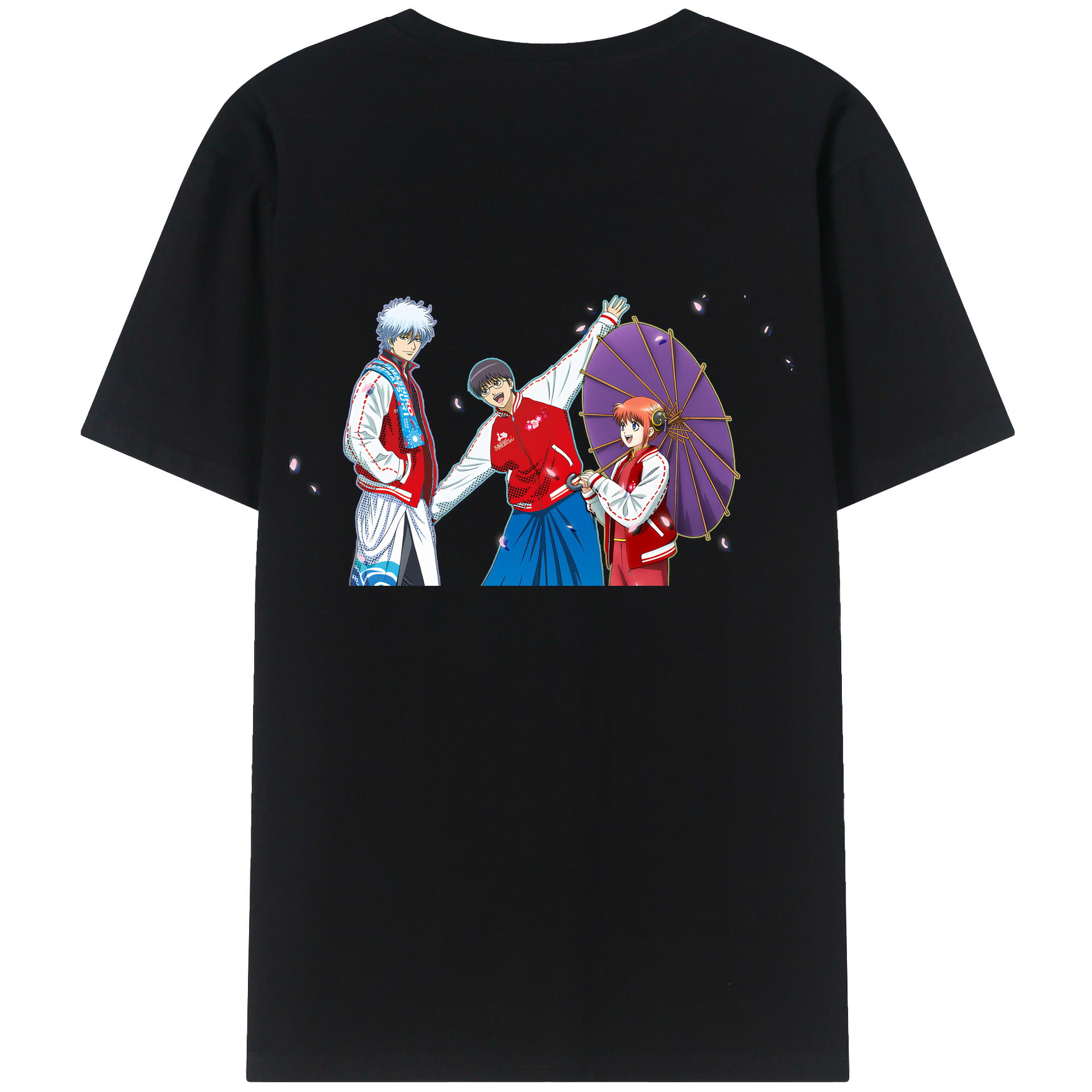 （画像用） ぎんたま 坂田銀時（さかたぎんとき） 神楽 志村新八（しむら しんぱち） GINTAMA Sakata Gintoki Kagura Shimura Shinpachi 綿100％ メンズ半袖Tシャツ（バックプリント） 通気性