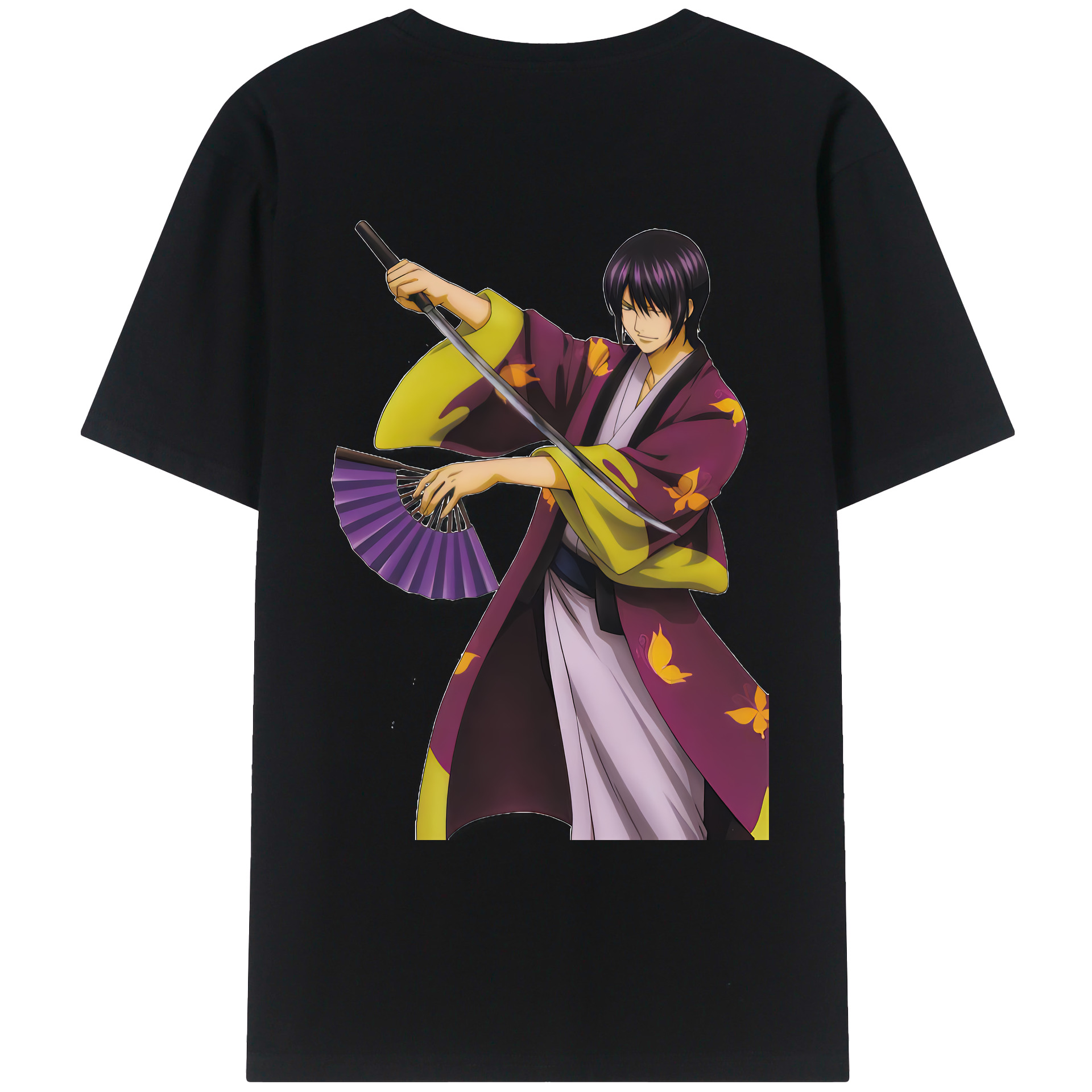 （画像用） ぎんたま 坂田銀時（さかたぎんとき） 神楽 志村新八（しむら しんぱち） GINTAMA Sakata Gintoki Kagura Shimura Shinpachi 綿100％ メンズ半袖Tシャツ（バックプリント） 通気性