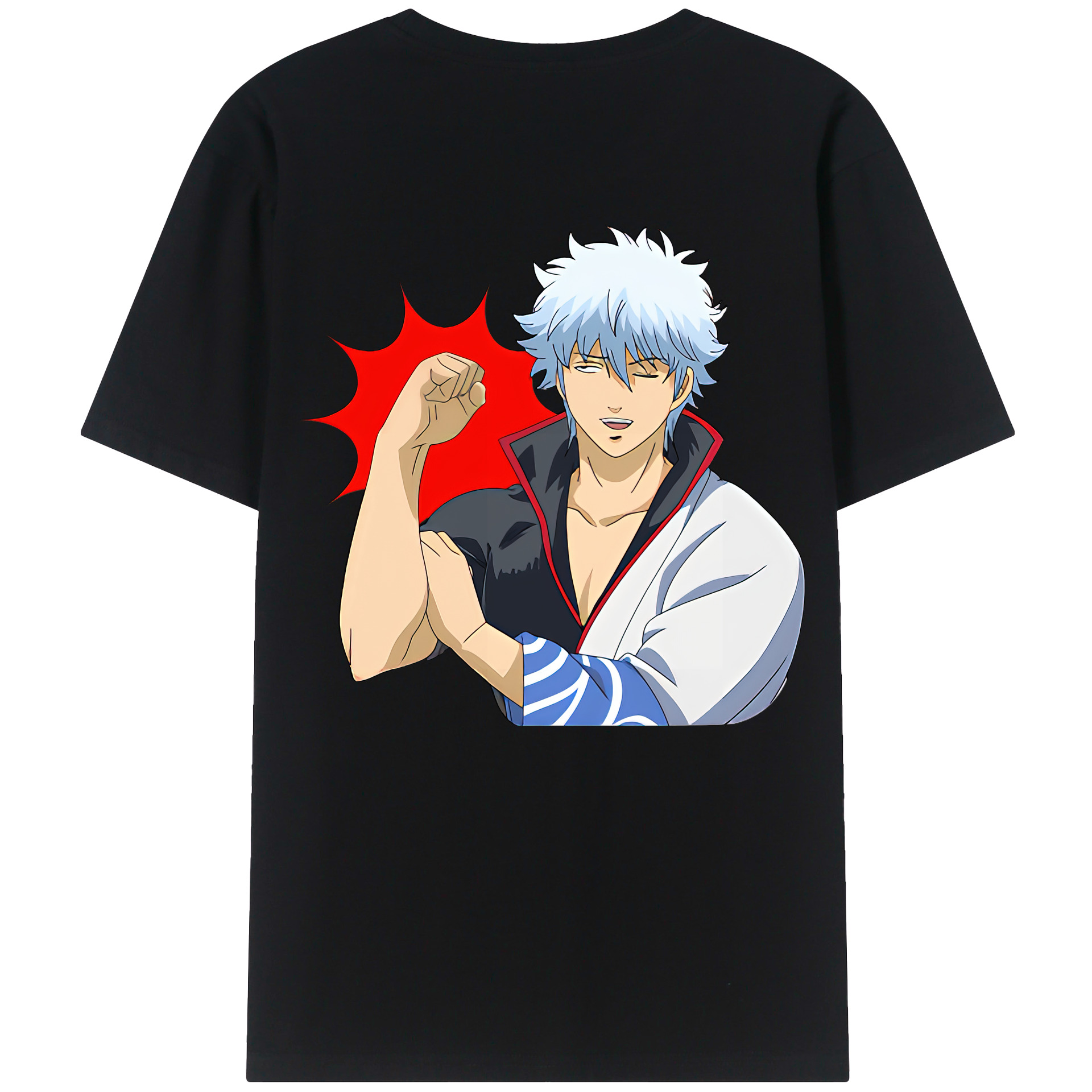 （画像用） ぎんたま 坂田銀時（さかたぎんとき） 神楽 志村新八（しむら しんぱち） GINTAMA Sakata Gintoki Kagura Shimura Shinpachi 綿100％ メンズ半袖Tシャツ（バックプリント） 通気性