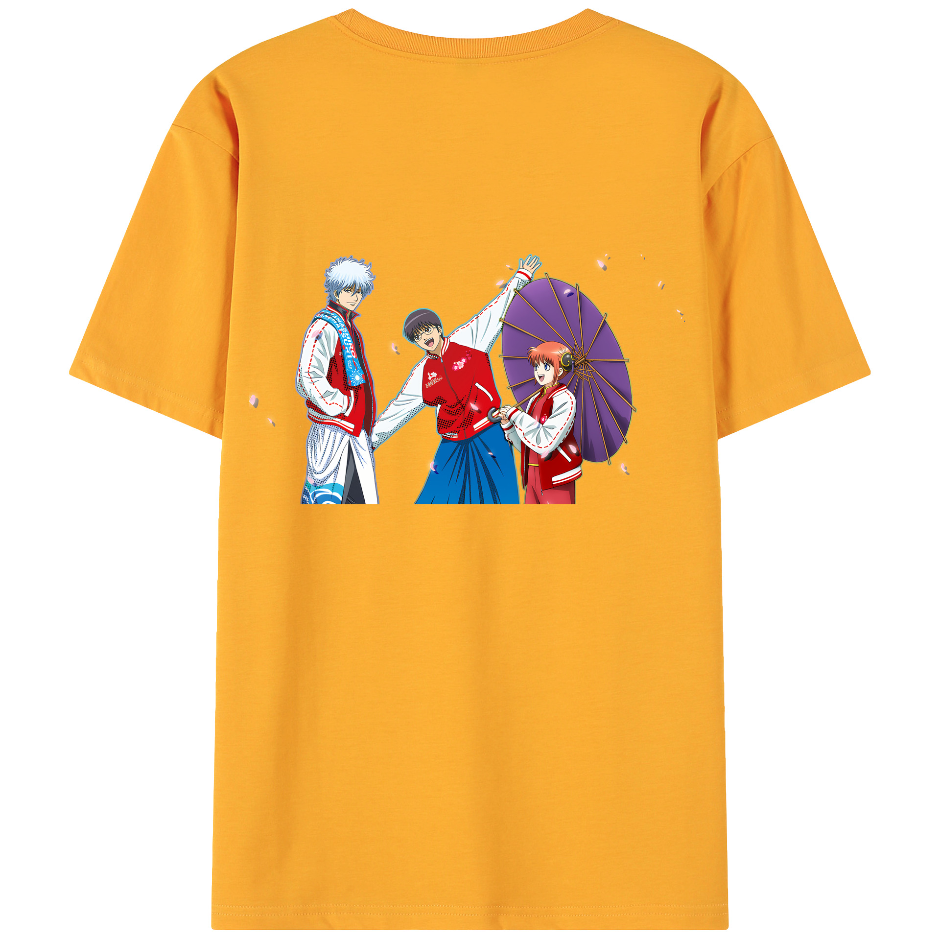 （画像用） ぎんたま 坂田銀時（さかたぎんとき） 神楽 志村新八（しむら しんぱち） GINTAMA Sakata Gintoki Kagura Shimura Shinpachi 綿100％ メンズ半袖Tシャツ（バックプリント） 通気性
