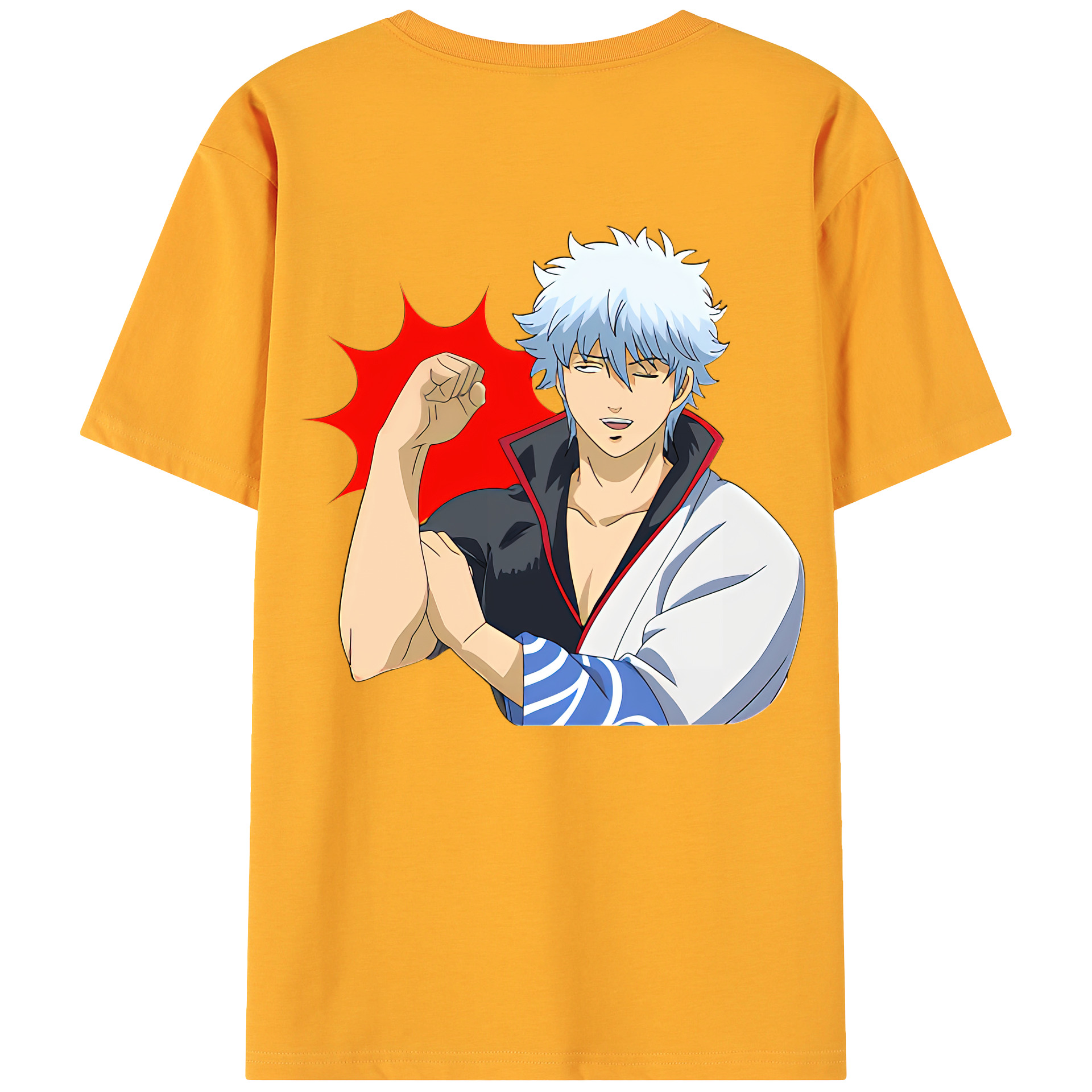 （画像用） ぎんたま 坂田銀時（さかたぎんとき） 神楽 志村新八（しむら しんぱち） GINTAMA Sakata Gintoki Kagura Shimura Shinpachi 綿100％ メンズ半袖Tシャツ（バックプリント） 通気性