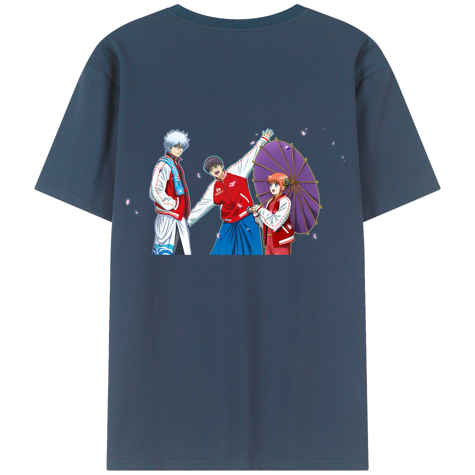 （画像用） ぎんたま 坂田銀時（さかたぎんとき） 神楽 志村新八（しむら しんぱち） GINTAMA Sakata Gintoki Kagura Shimura Shinpachi 綿100％ メンズ半袖Tシャツ（バックプリント） 通気性