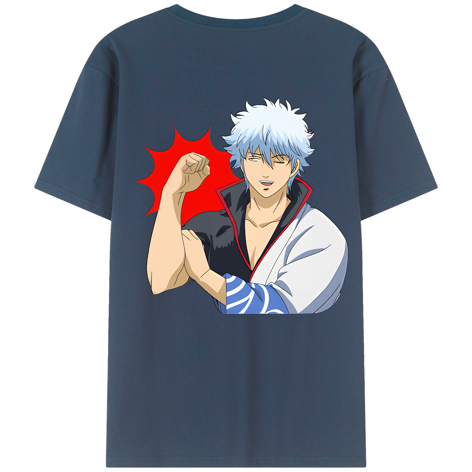 （画像用） ぎんたま 坂田銀時（さかたぎんとき） 神楽 志村新八（しむら しんぱち） GINTAMA Sakata Gintoki Kagura Shimura Shinpachi 綿100％ メンズ半袖Tシャツ（バックプリント） 通気性