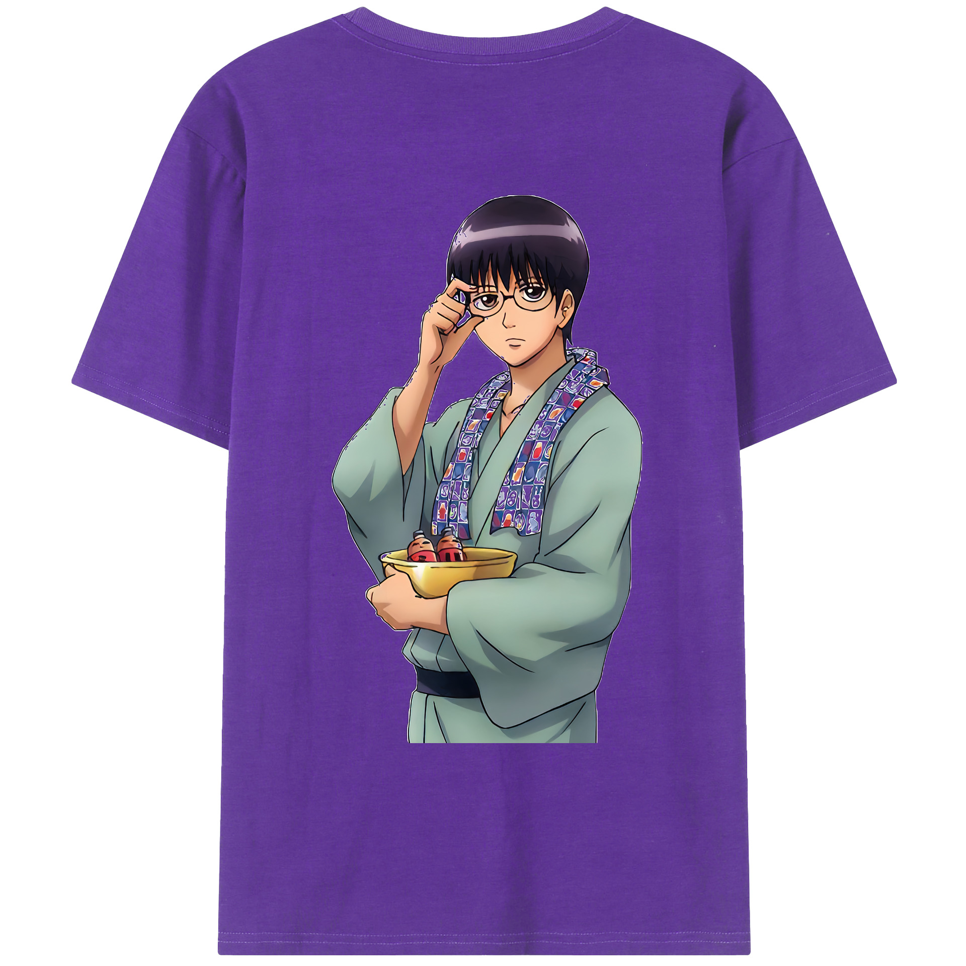（画像用） ぎんたま 坂田銀時（さかたぎんとき） 神楽 志村新八（しむら しんぱち） GINTAMA Sakata Gintoki Kagura Shimura Shinpachi 綿100％ メンズ半袖Tシャツ（バックプリント） 通気性